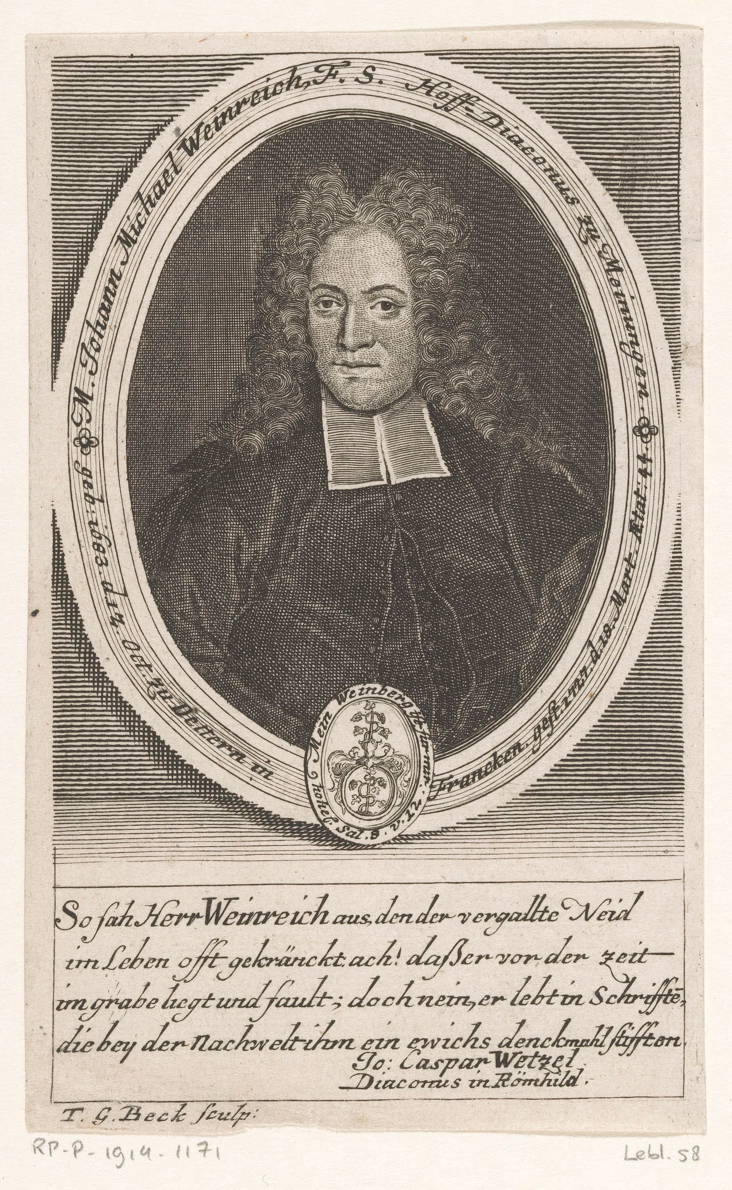 Portret van Johann Michael Weinreich
