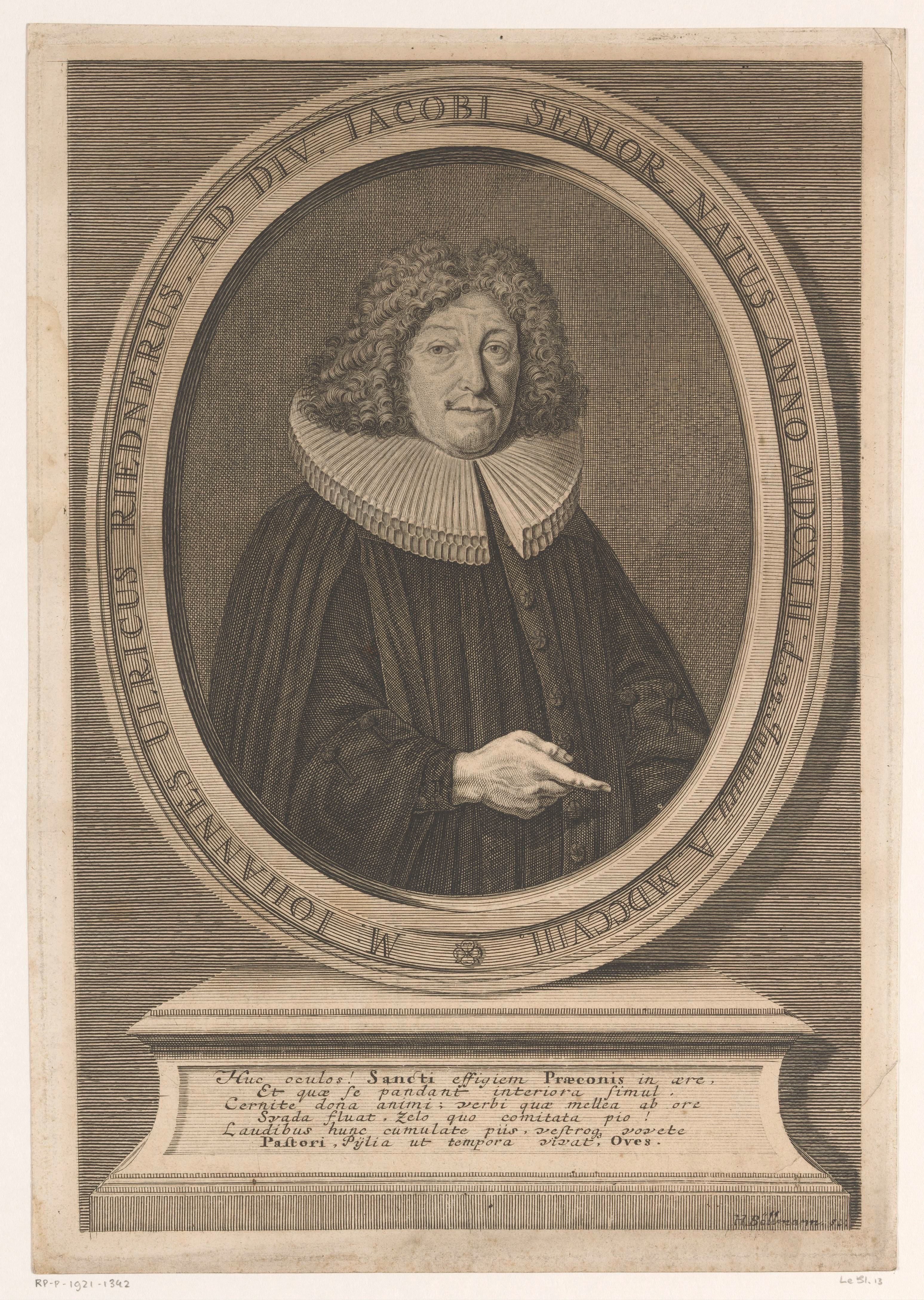 Portret van Johann Ulrich Riedner