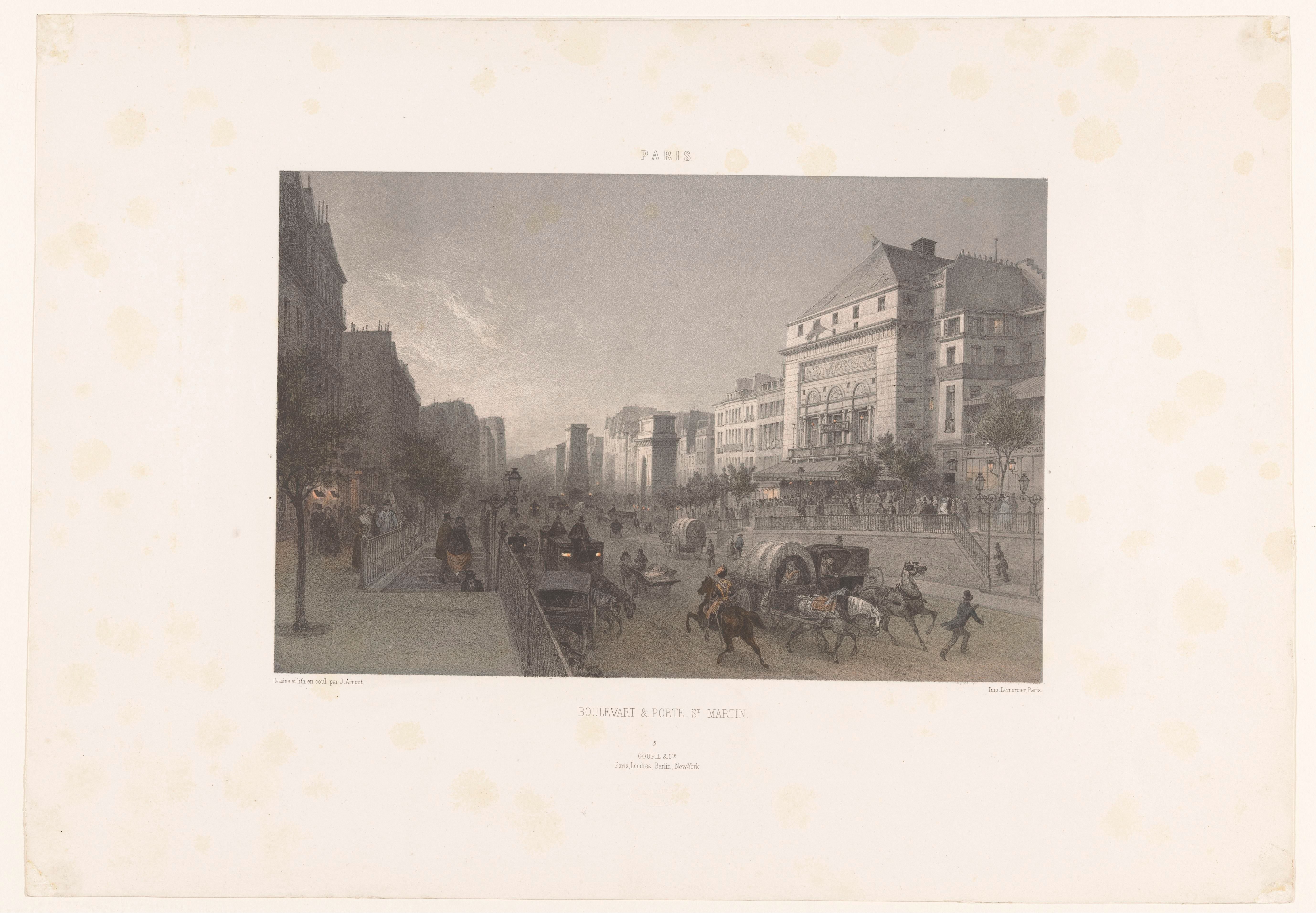 Zicht op de Boulevard Saint-Martin en de Porte Saint-Martin
