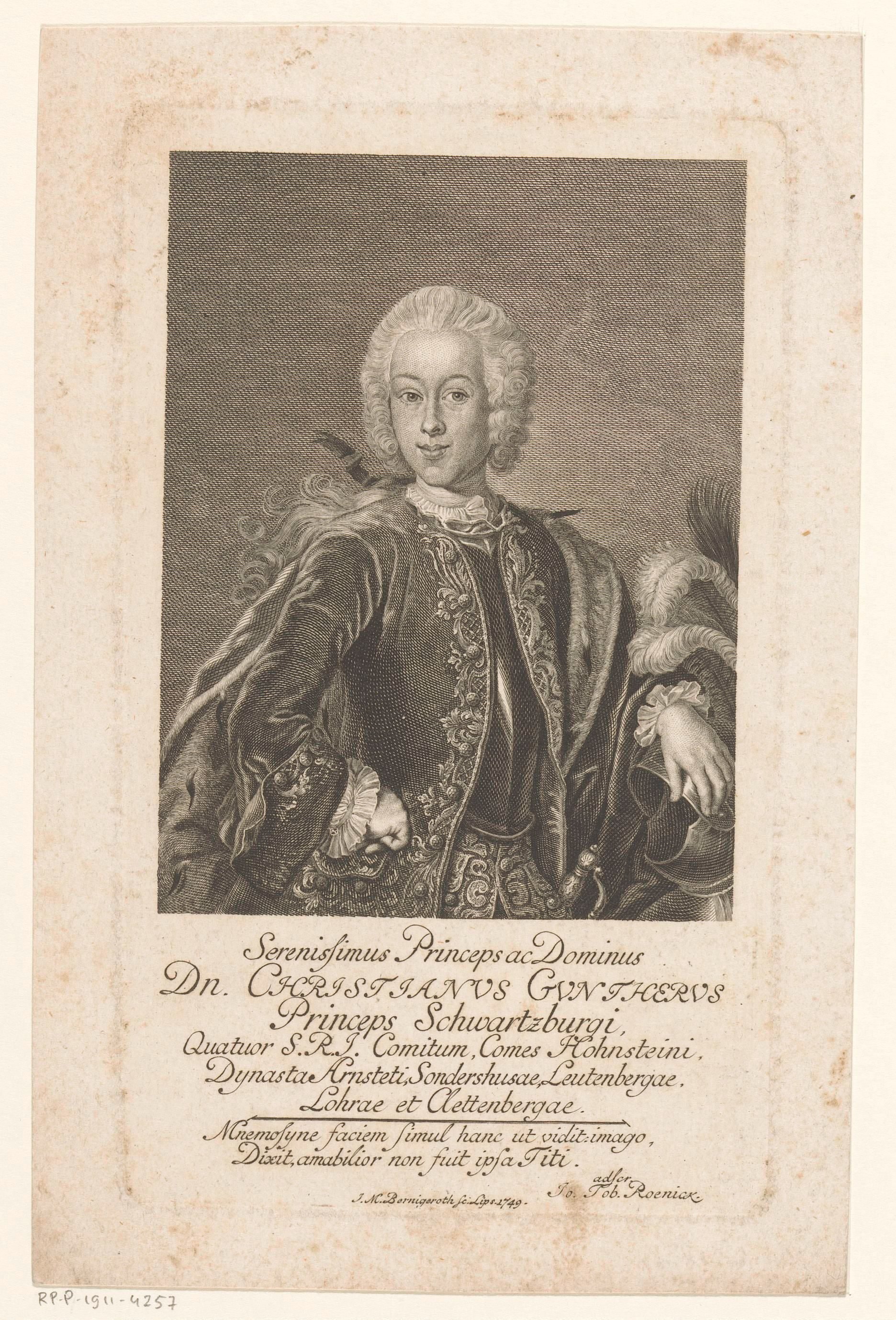 Portret van Christian Günther II von Schwarzburg-Sondershausen