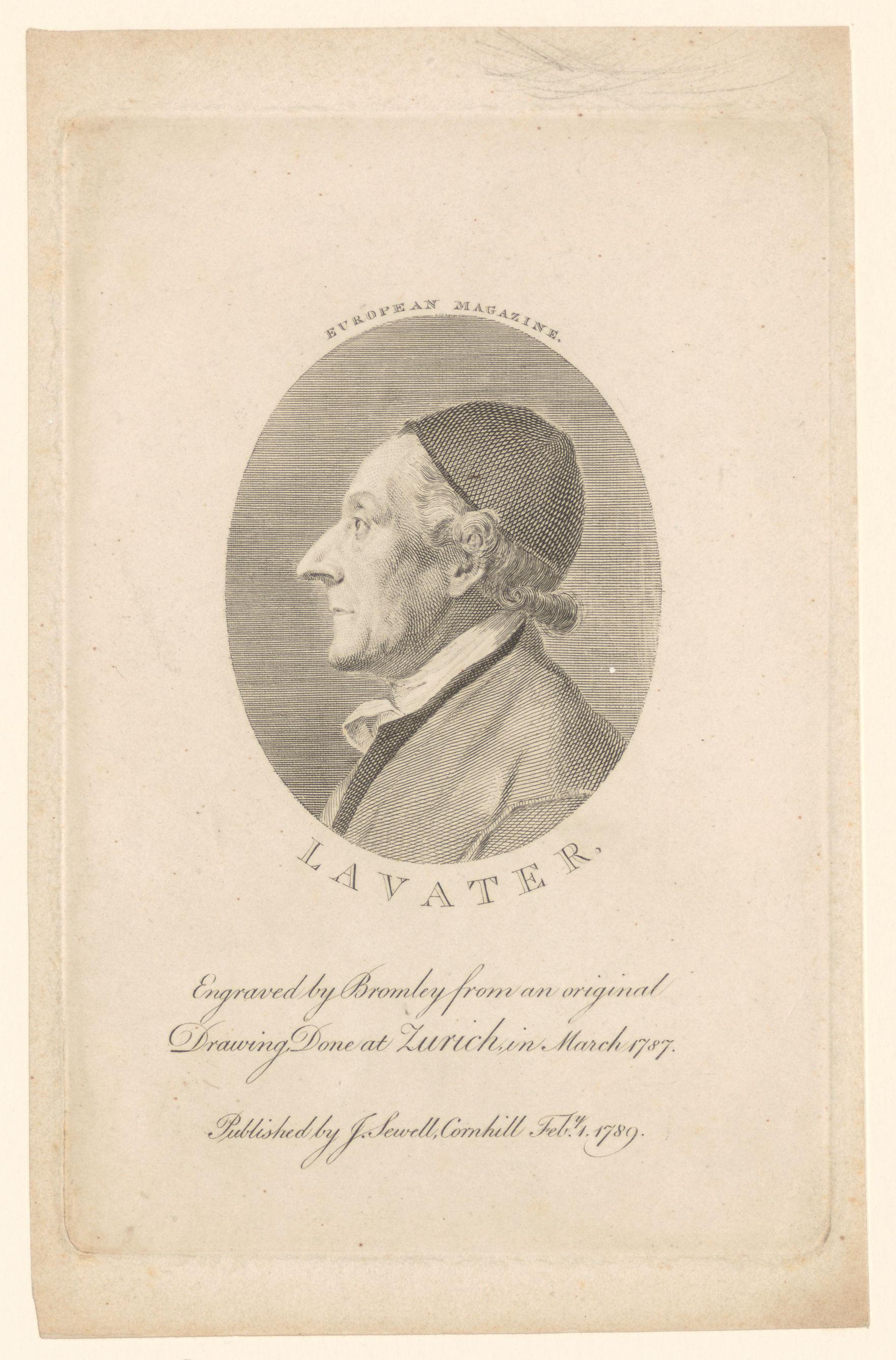 Portret van Johann Caspar Lavater, in profiel