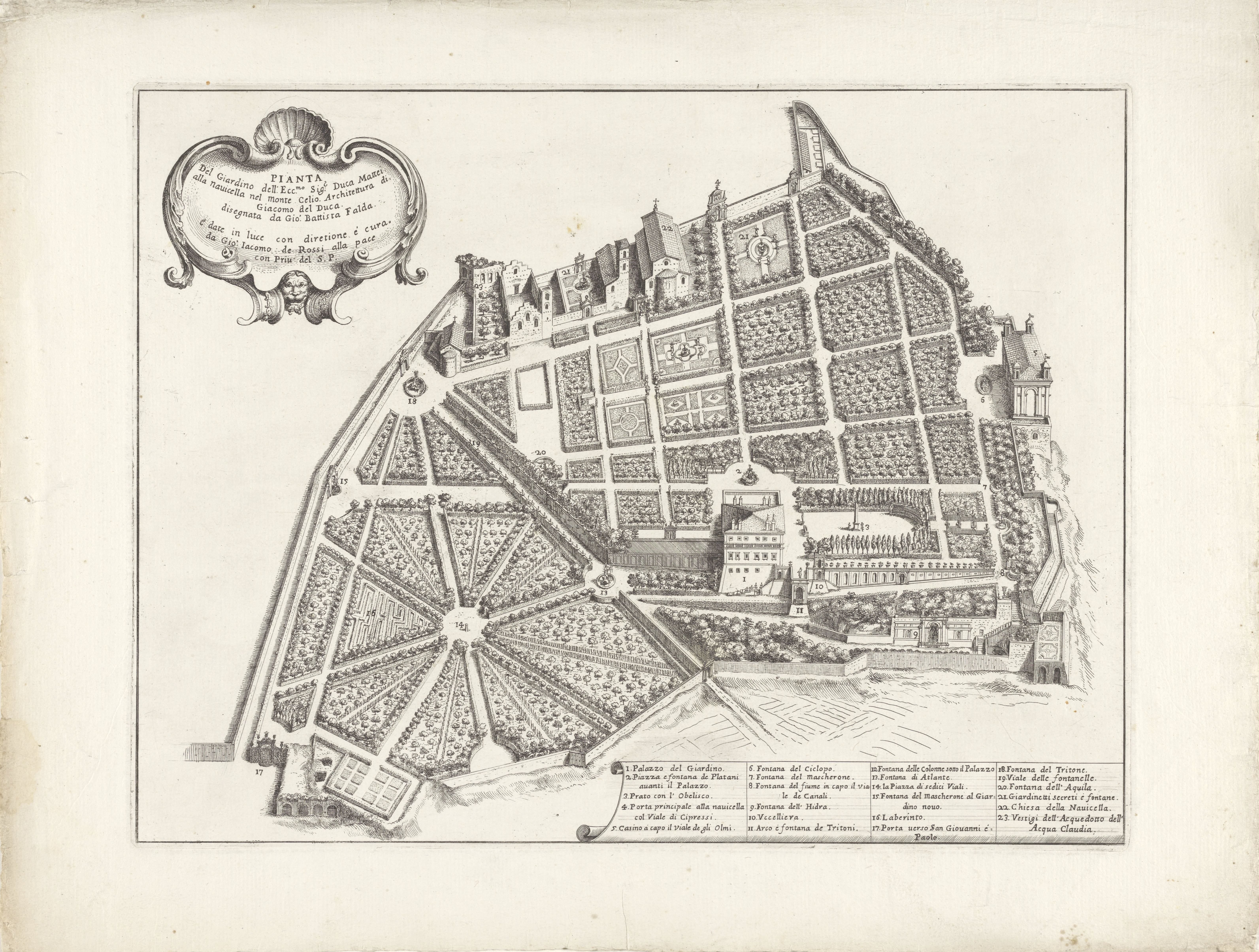 Plattegrond van de tuin van hertog Girolamo Mattei