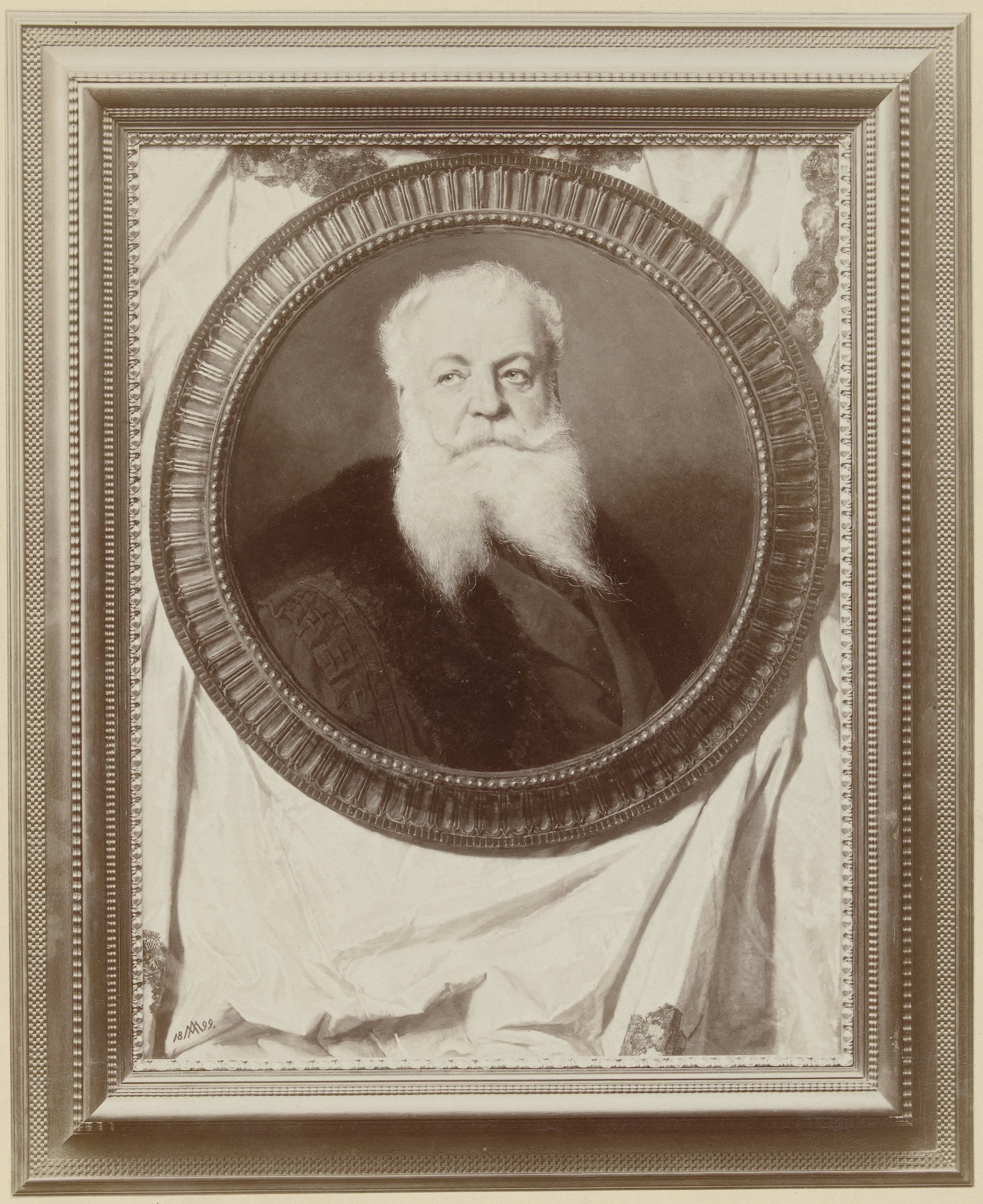 Fotoreproductie van een geschilderd portret van de beeldhouwer Arthur du Passage