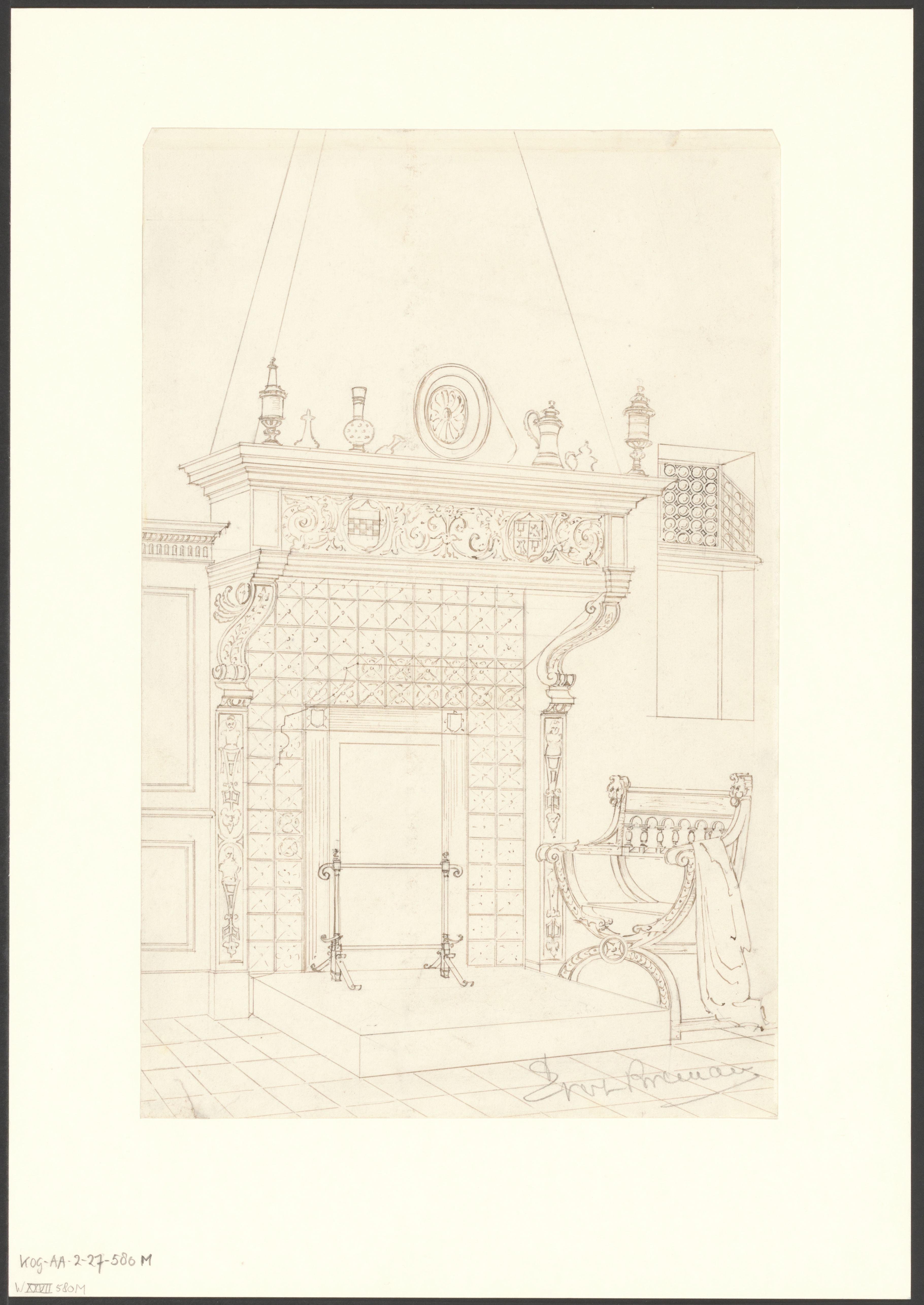 Gezicht op een schouw in Oud-Holland tijdens de Wereldtentoonstelling voor het Hotel- en Reiswezen in 1895