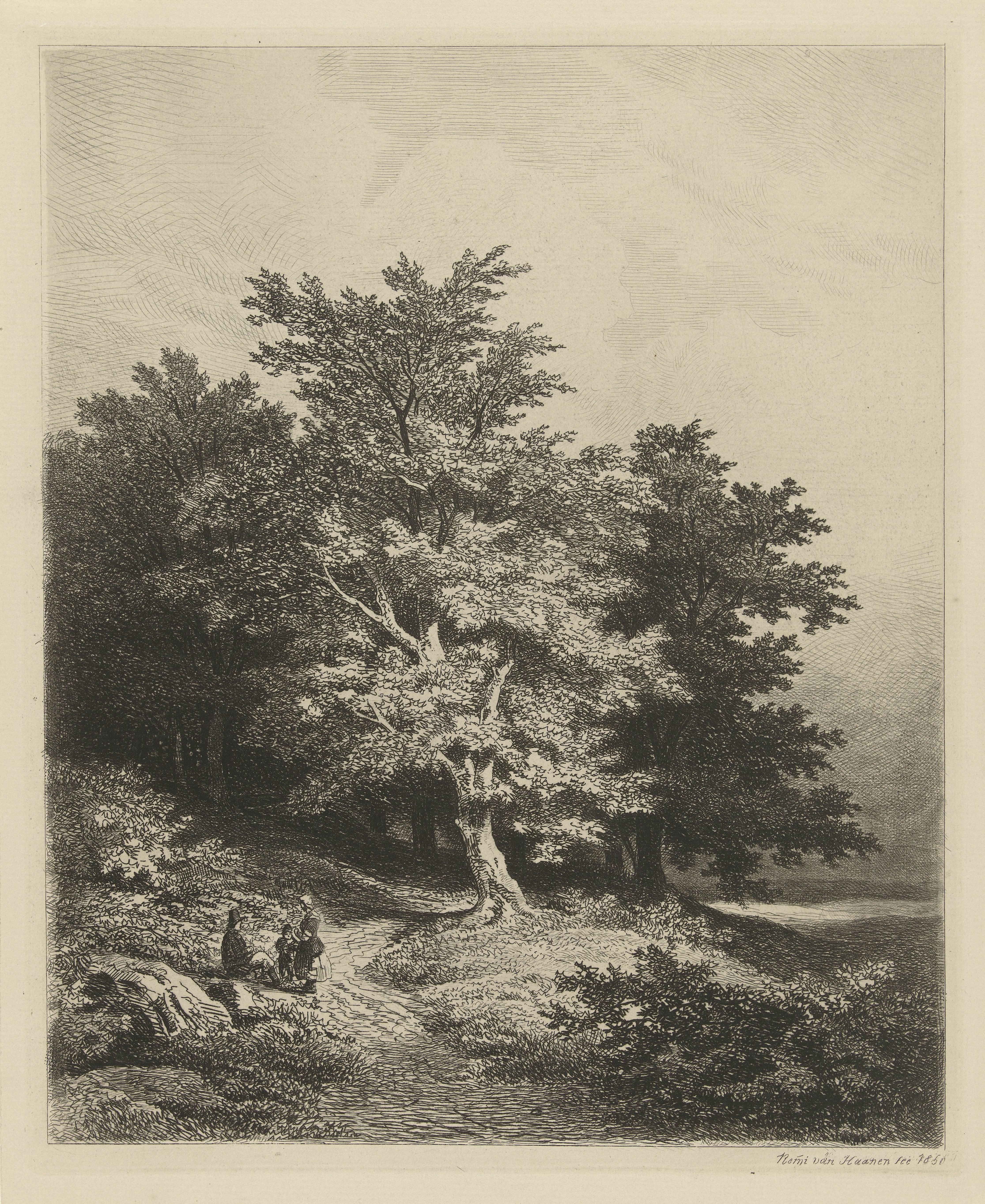 Figuren bij een bosrand