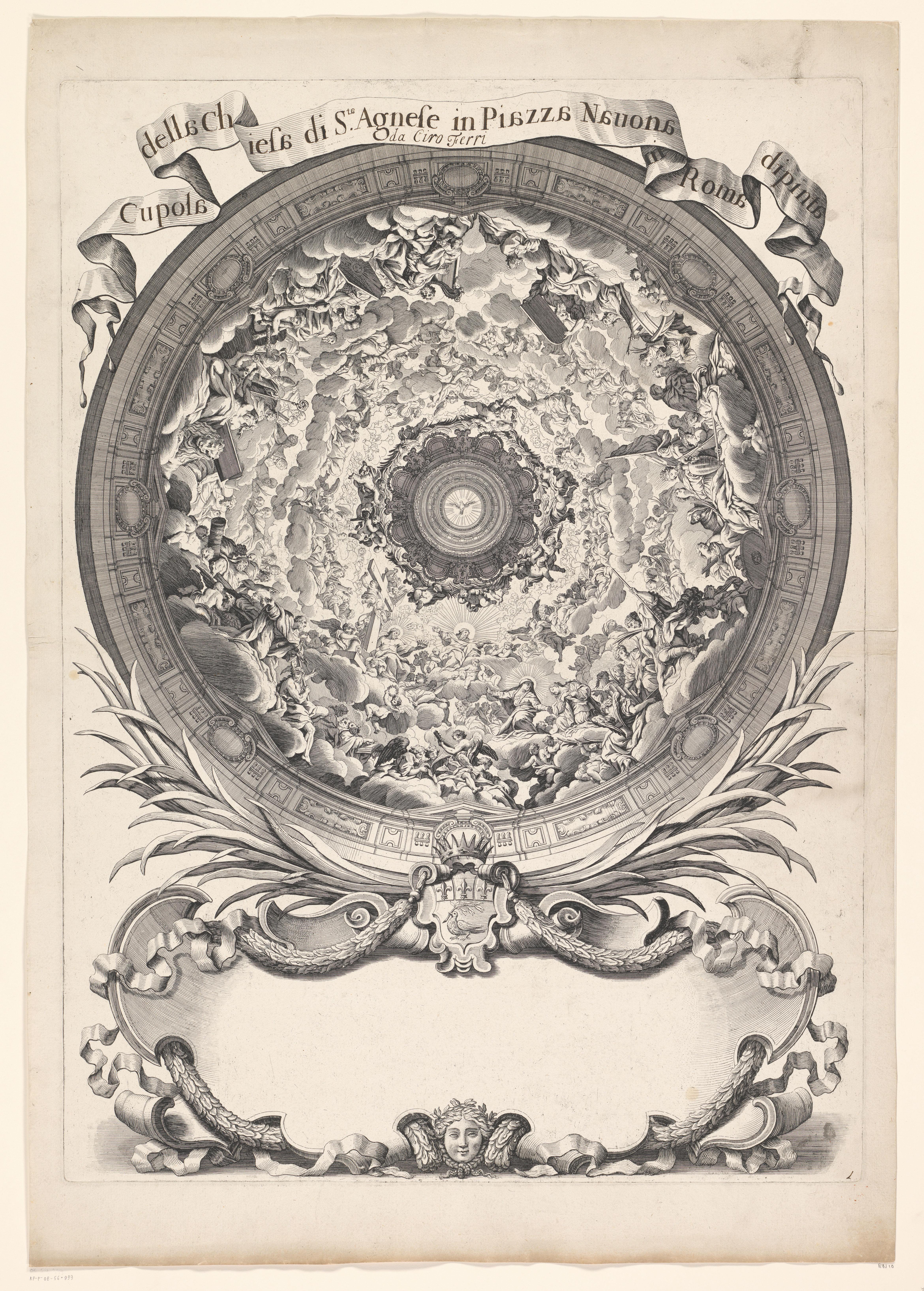 Titelprent met decoratie van het koepelgewelf van Sta. Agnese in Rome