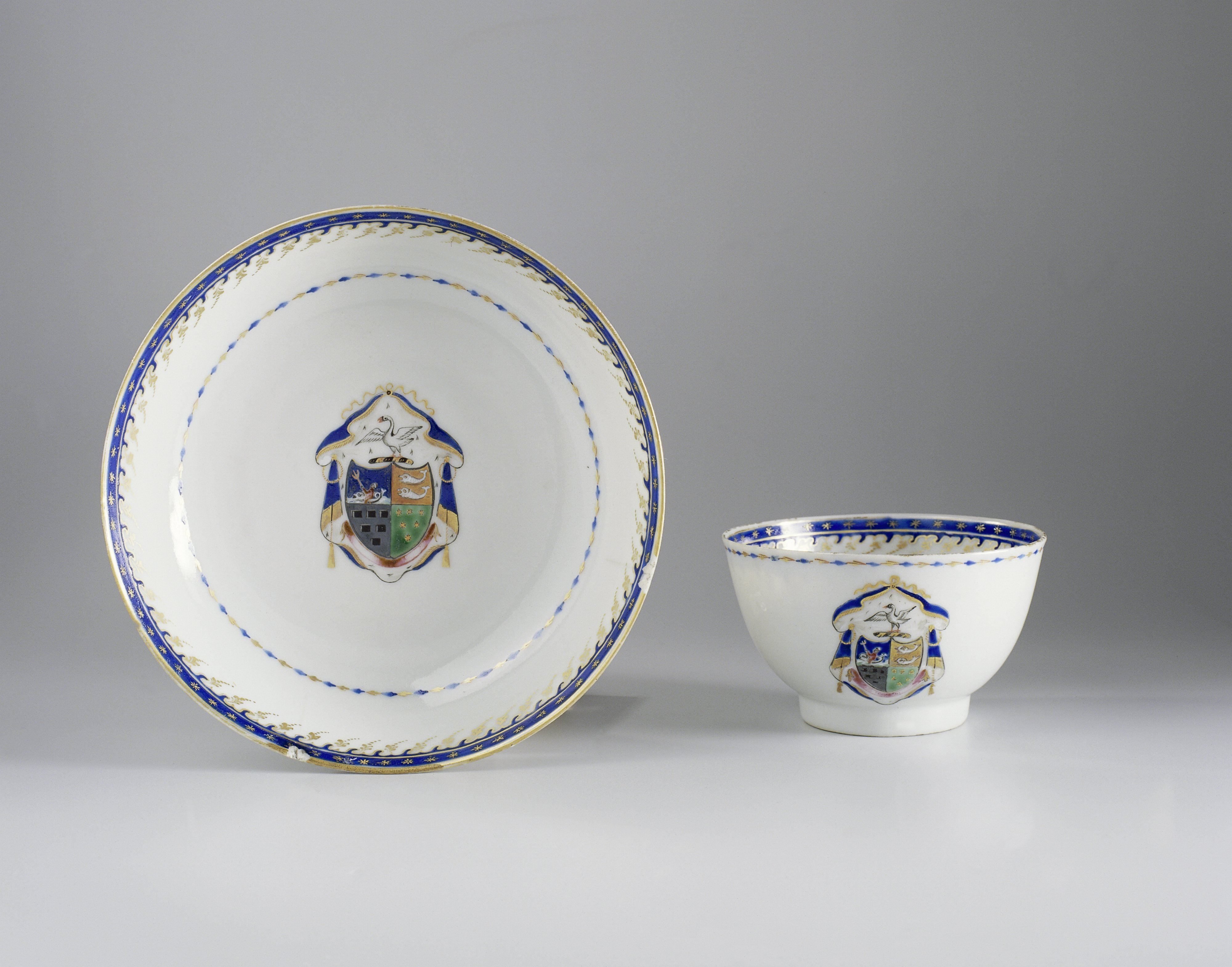 Cup and saucer with the arms of the Nolthenius family