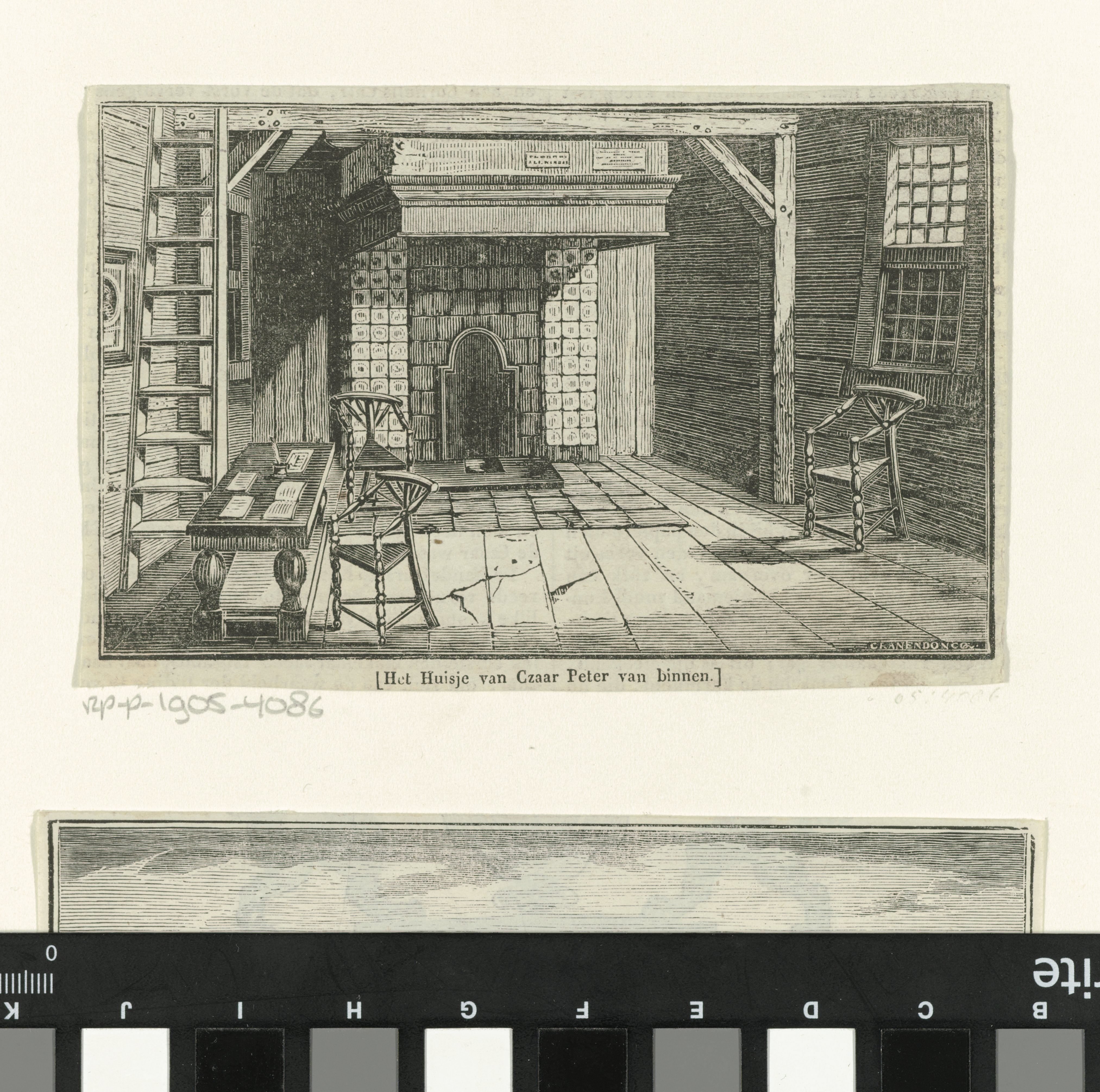 Interieur van het huis van Peter I de Grote, tsaar van Rusland, te Zaandam
