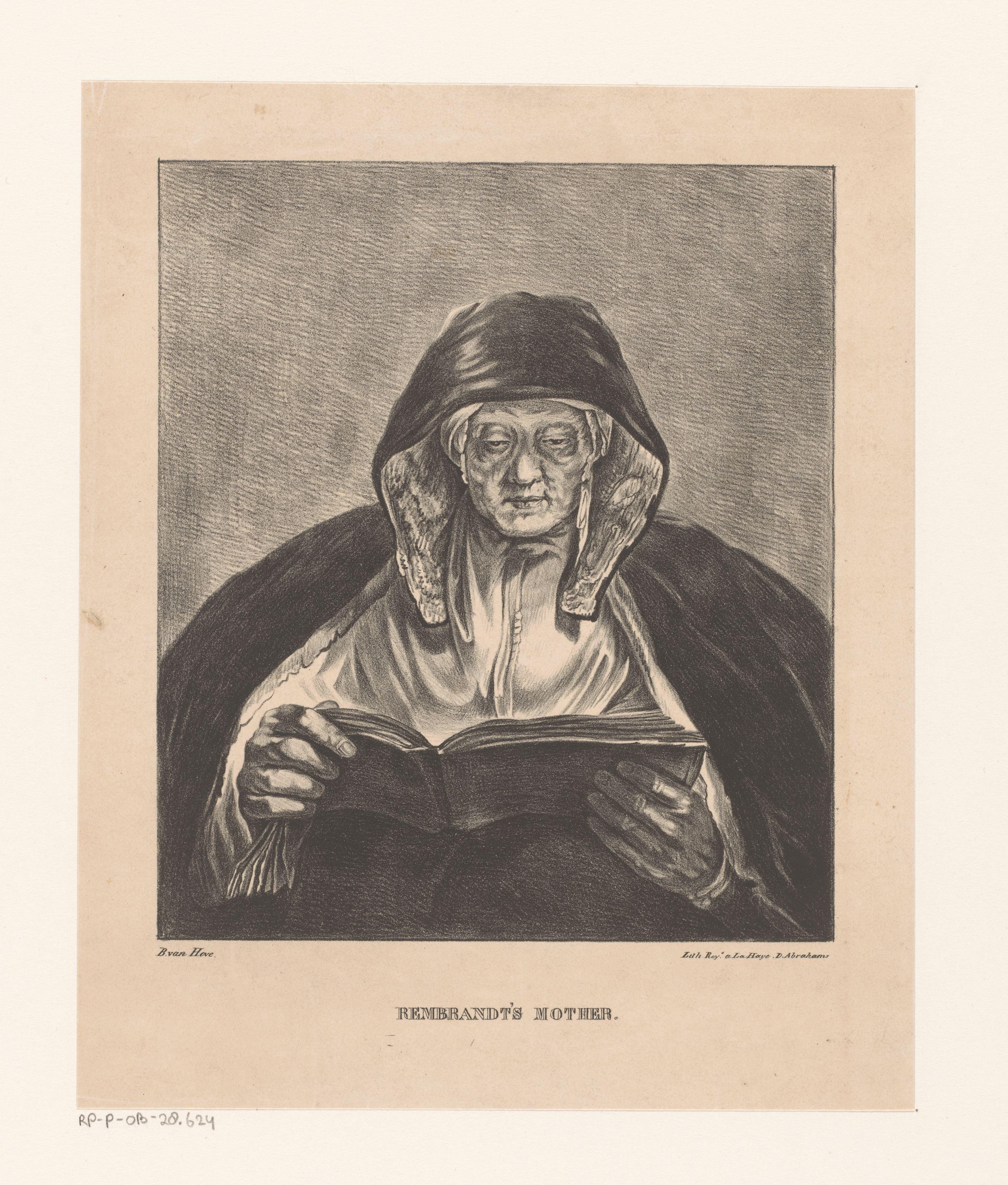 Portret van een oude lezende vrouw