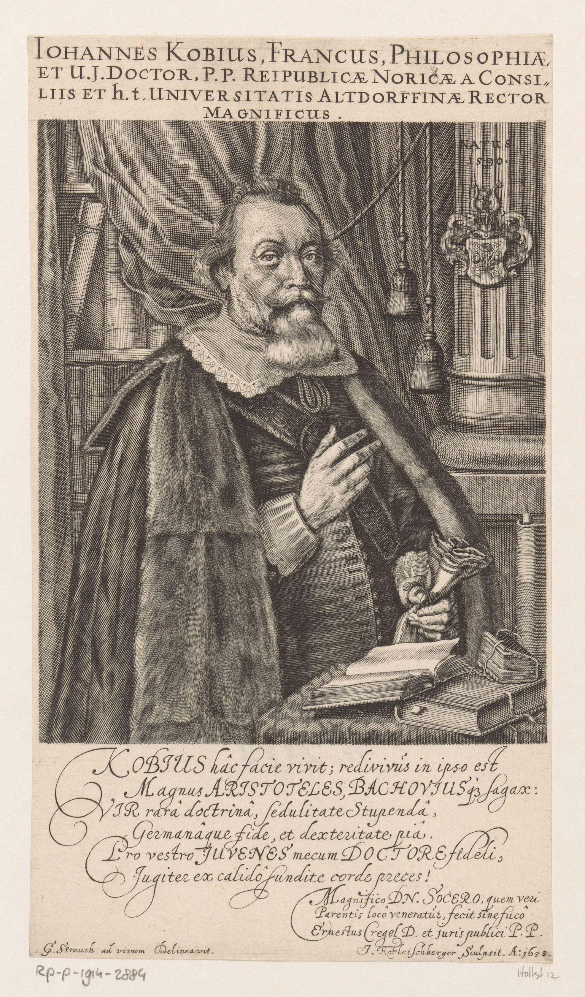 Portret van Johann Kob op 68-jarige leeftijd