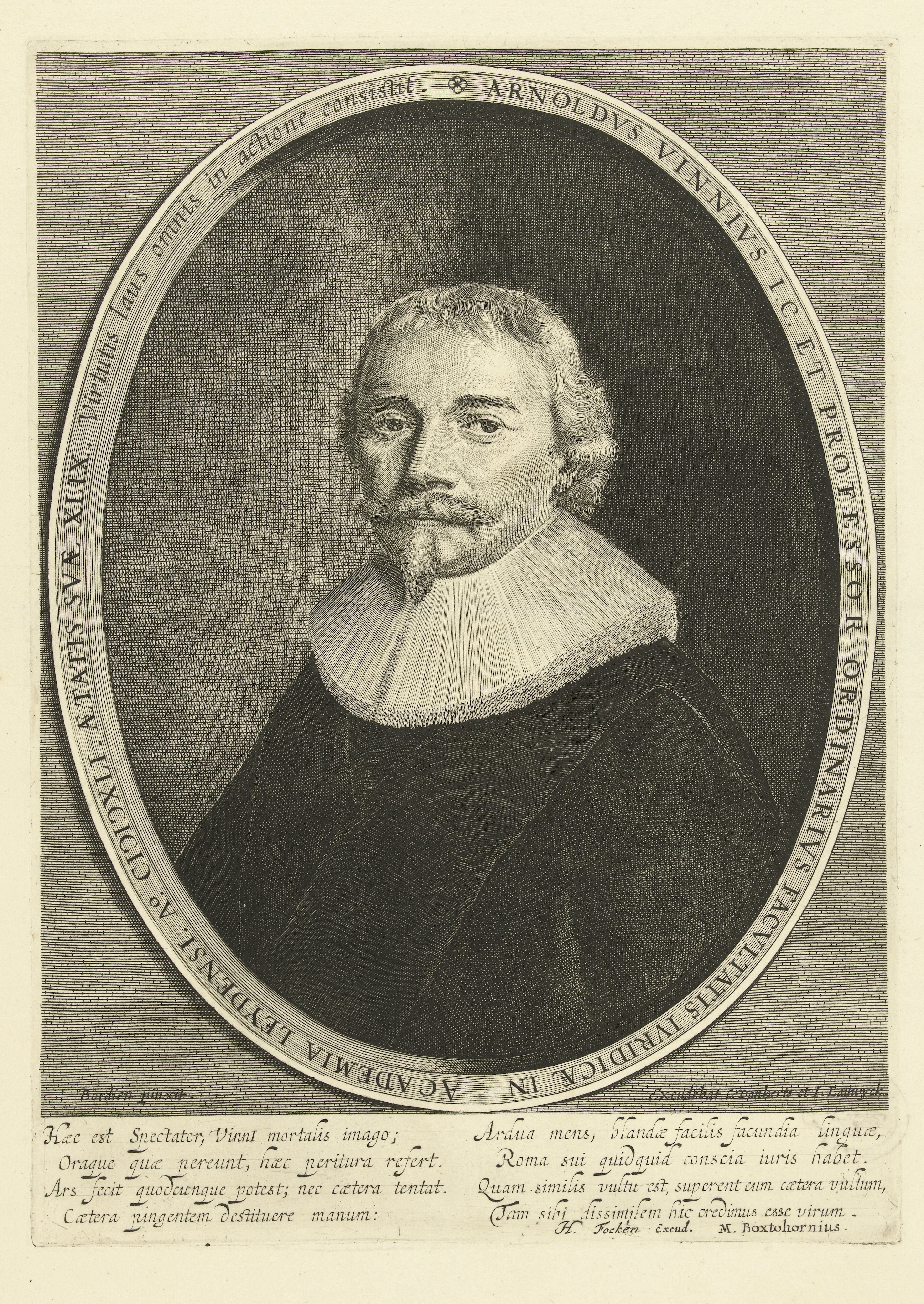 Portret van Arnoldus Vinnius op 49-jarige leeftijd