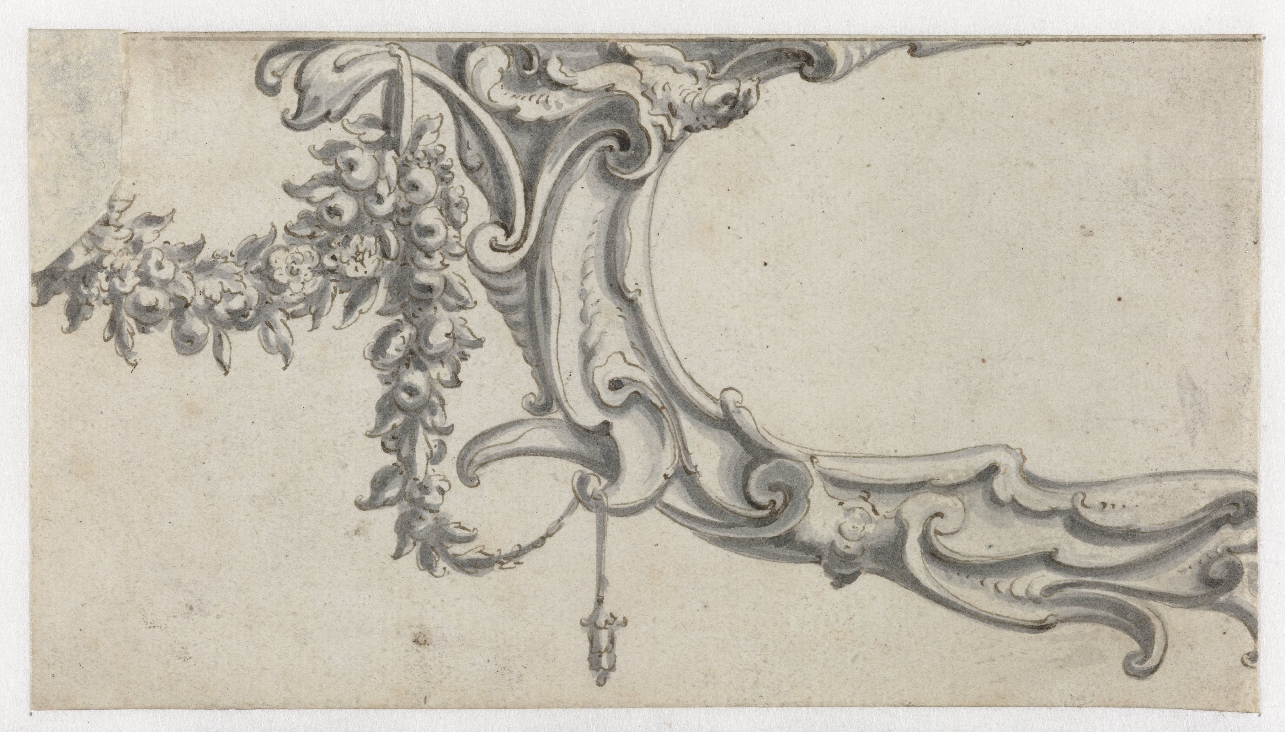Fragment van een cartouche met een festoen