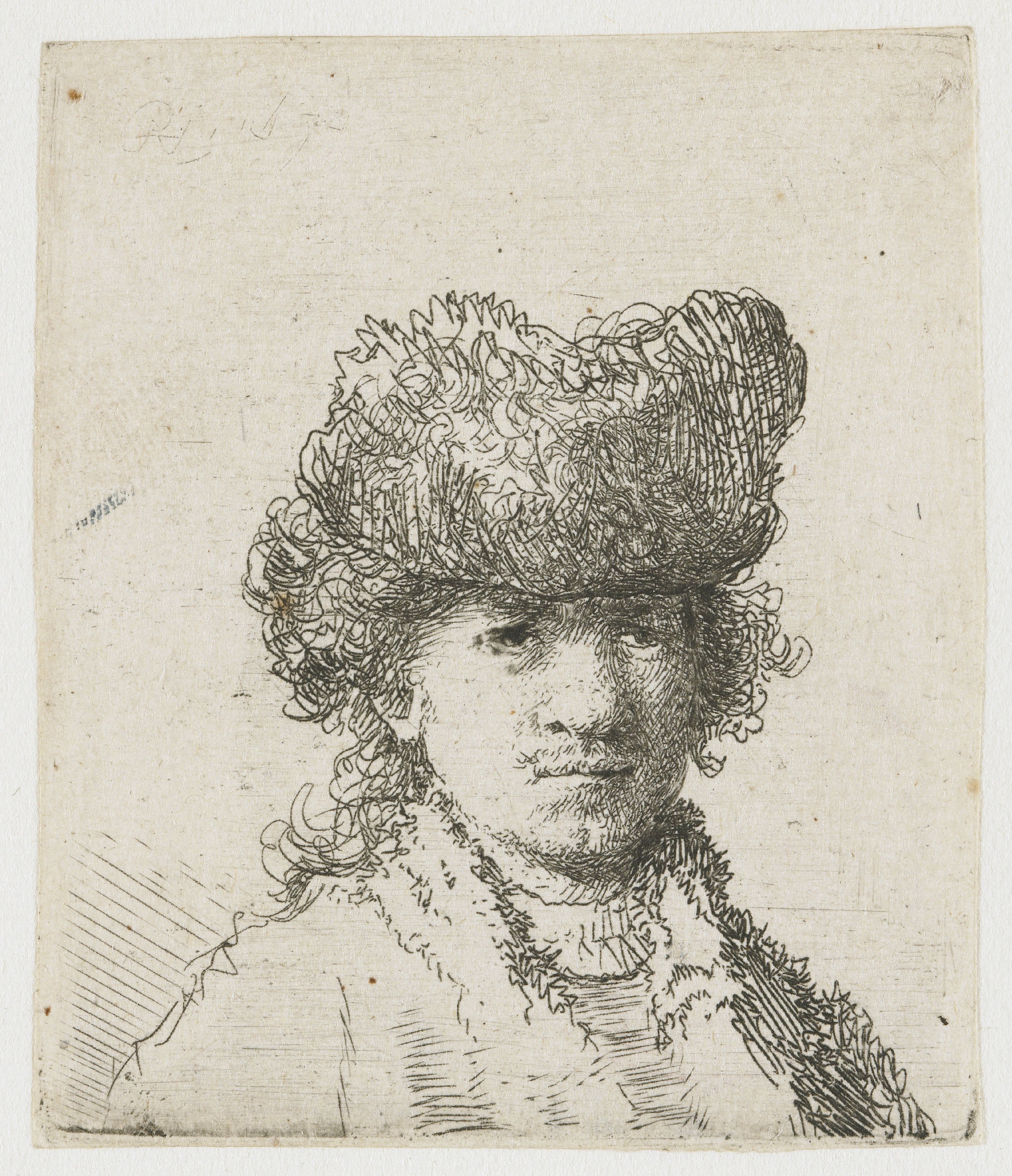 Self-portrait in a fur cap: bust