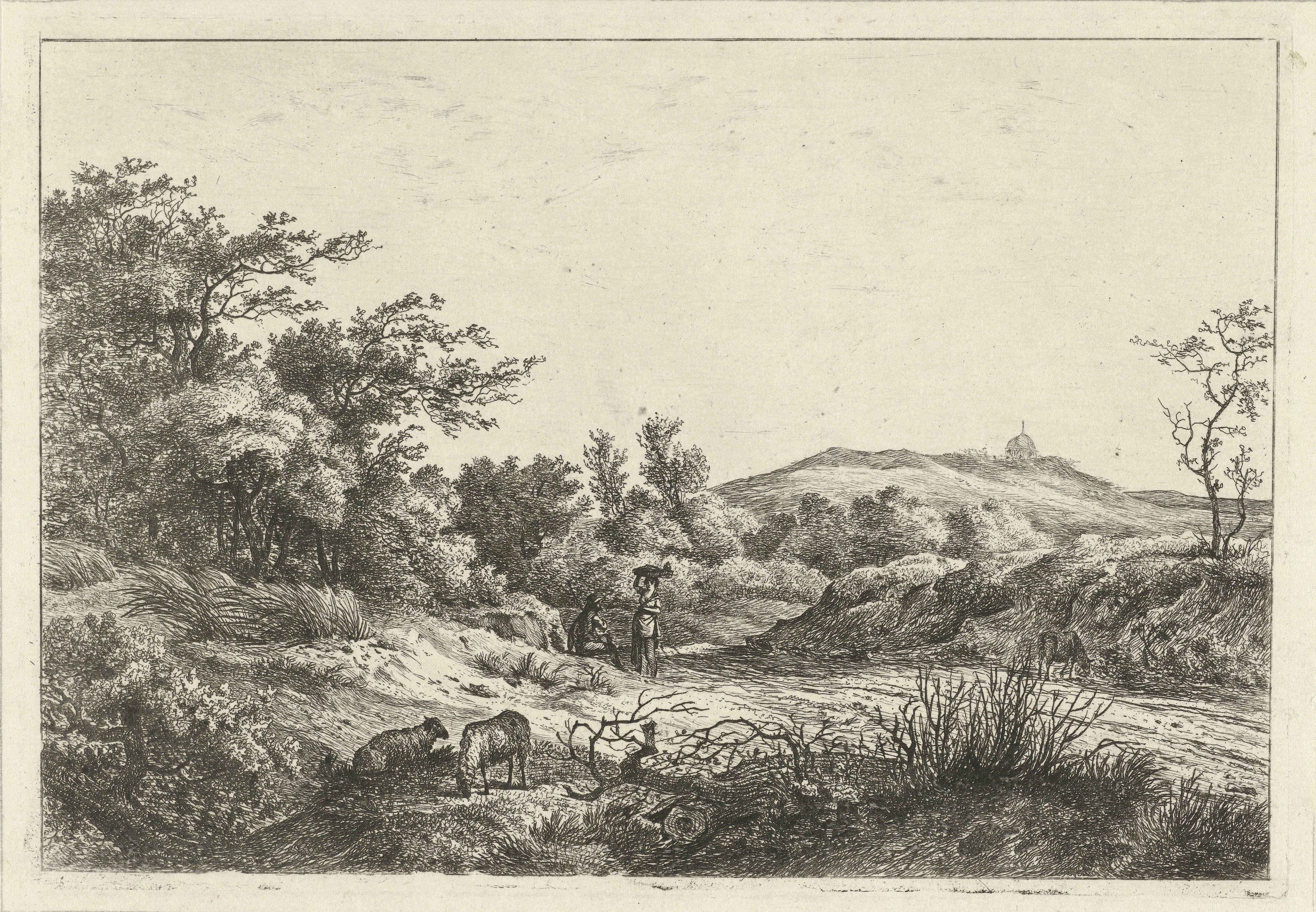 Landschap met herder en vrouw