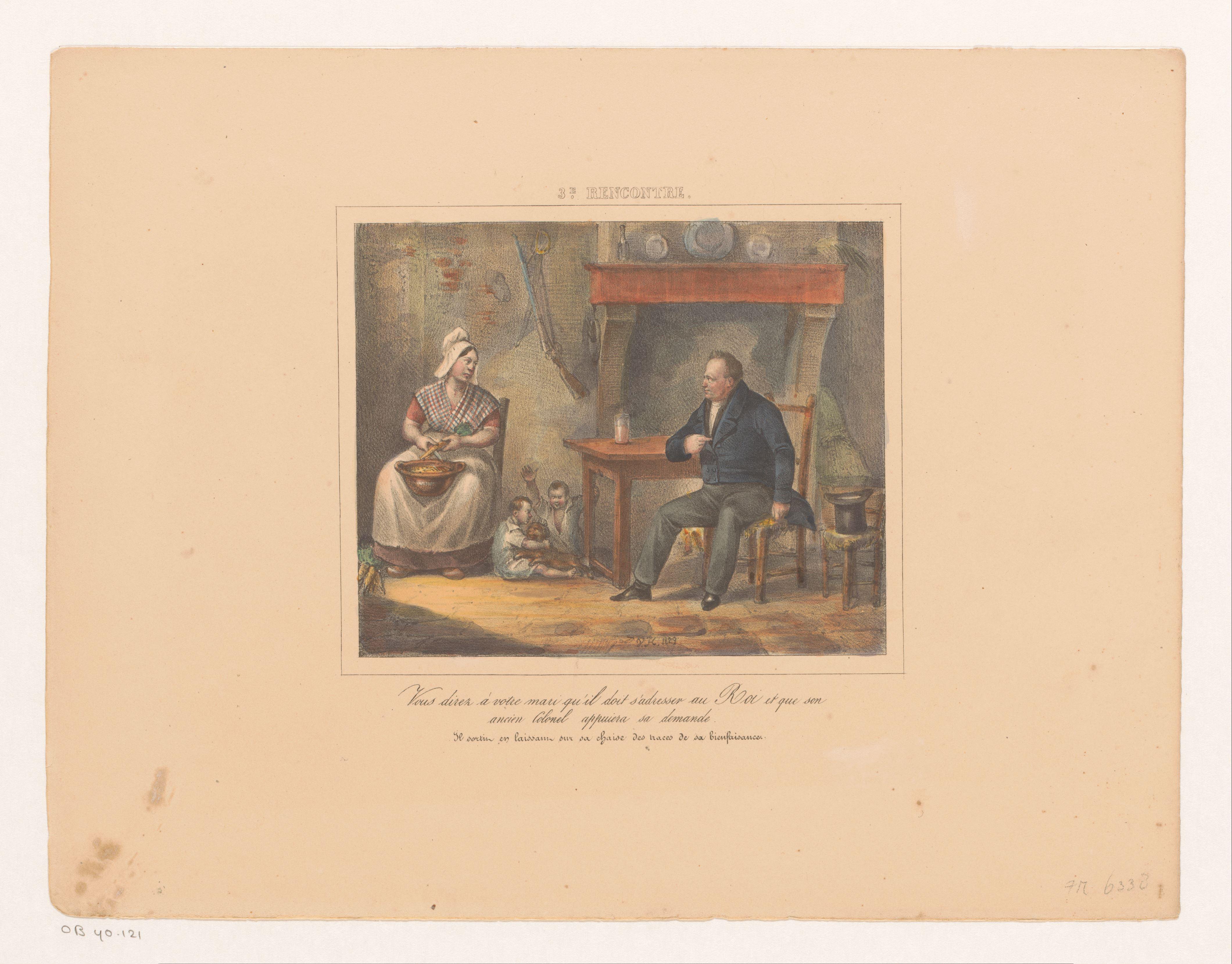 Koning Willem I sprekend met een boerin, 1829