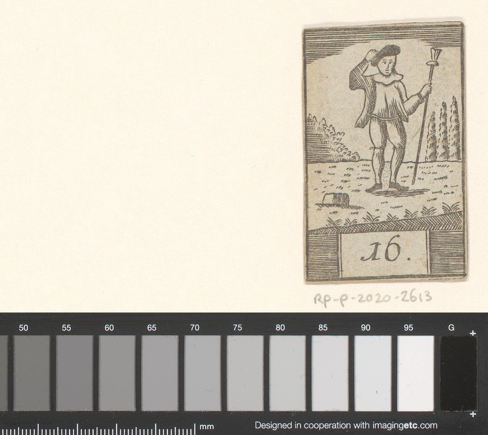 Man met lans in een landschap