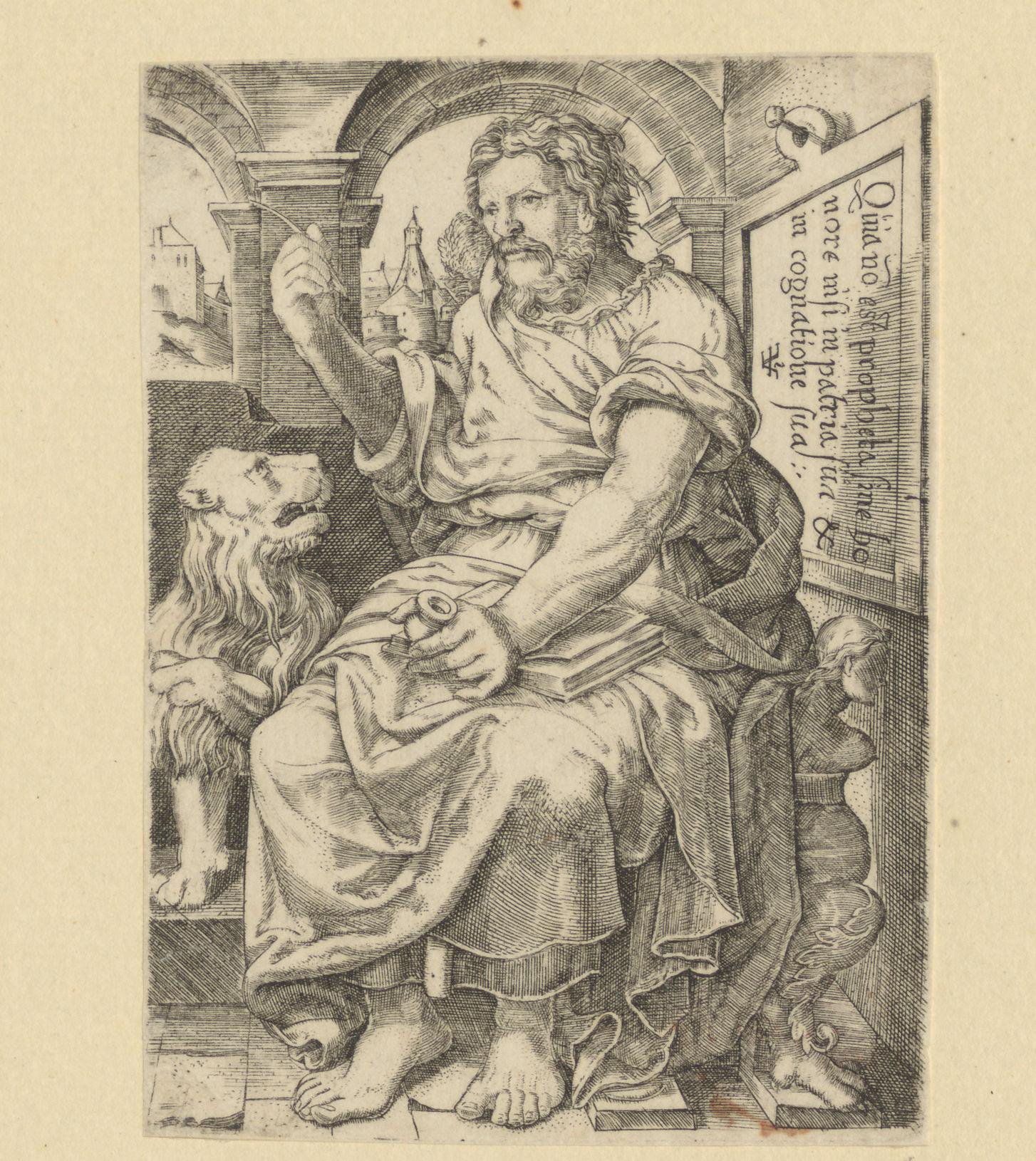 Apostel Marcus schrijft het evangelie