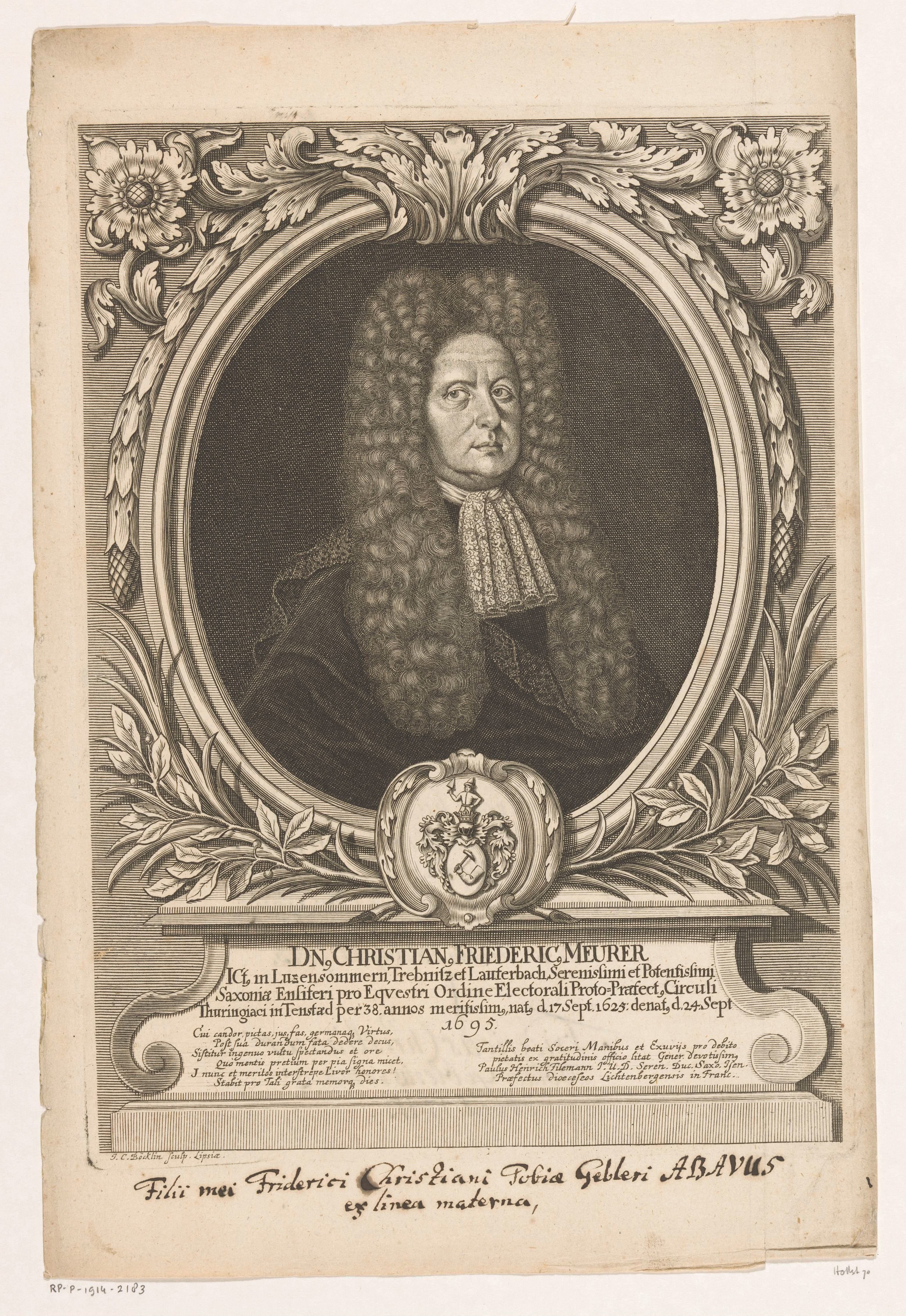 Portret van Christian Friedrich Meurer