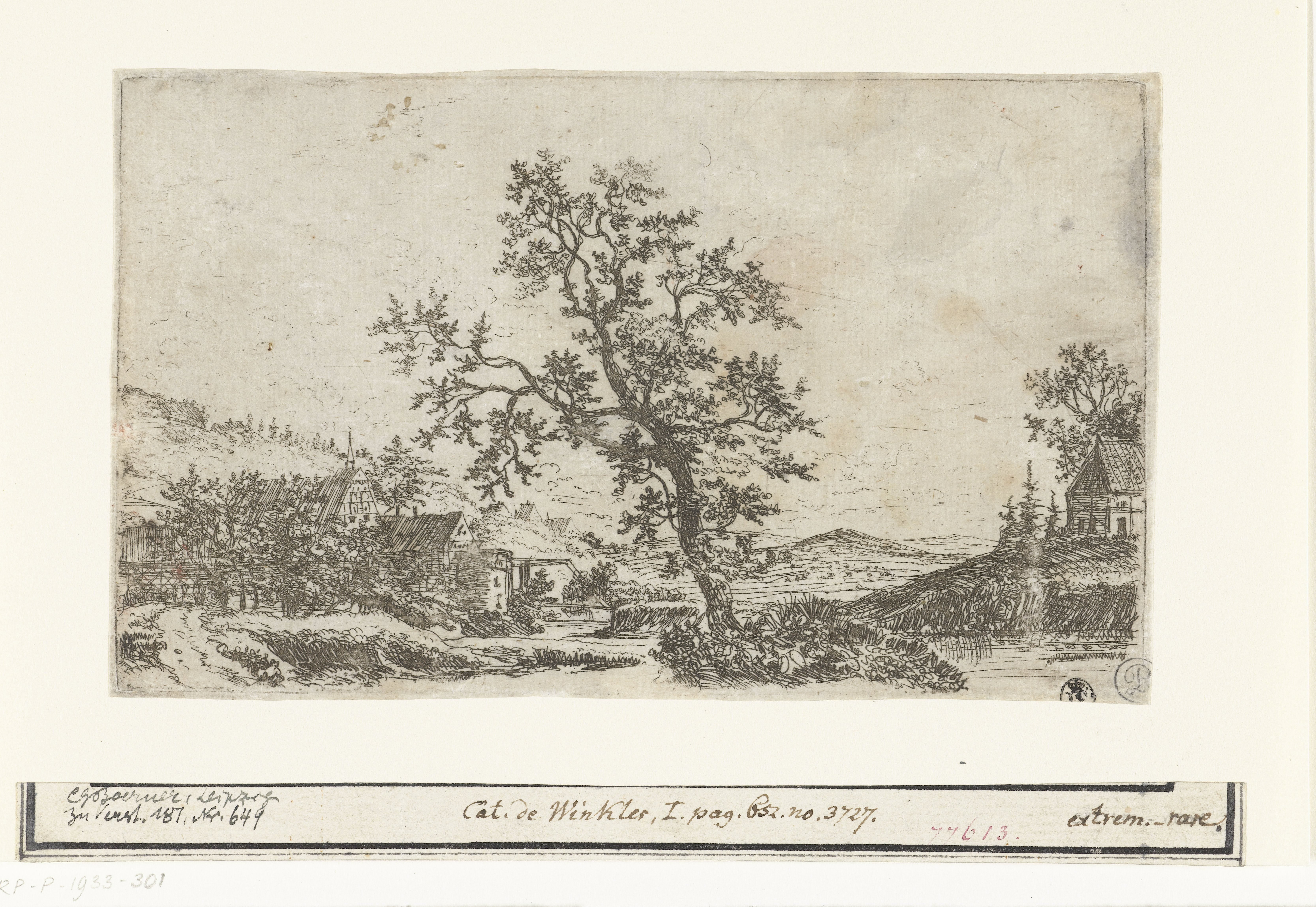 Landschap met een dorp bij een rivier