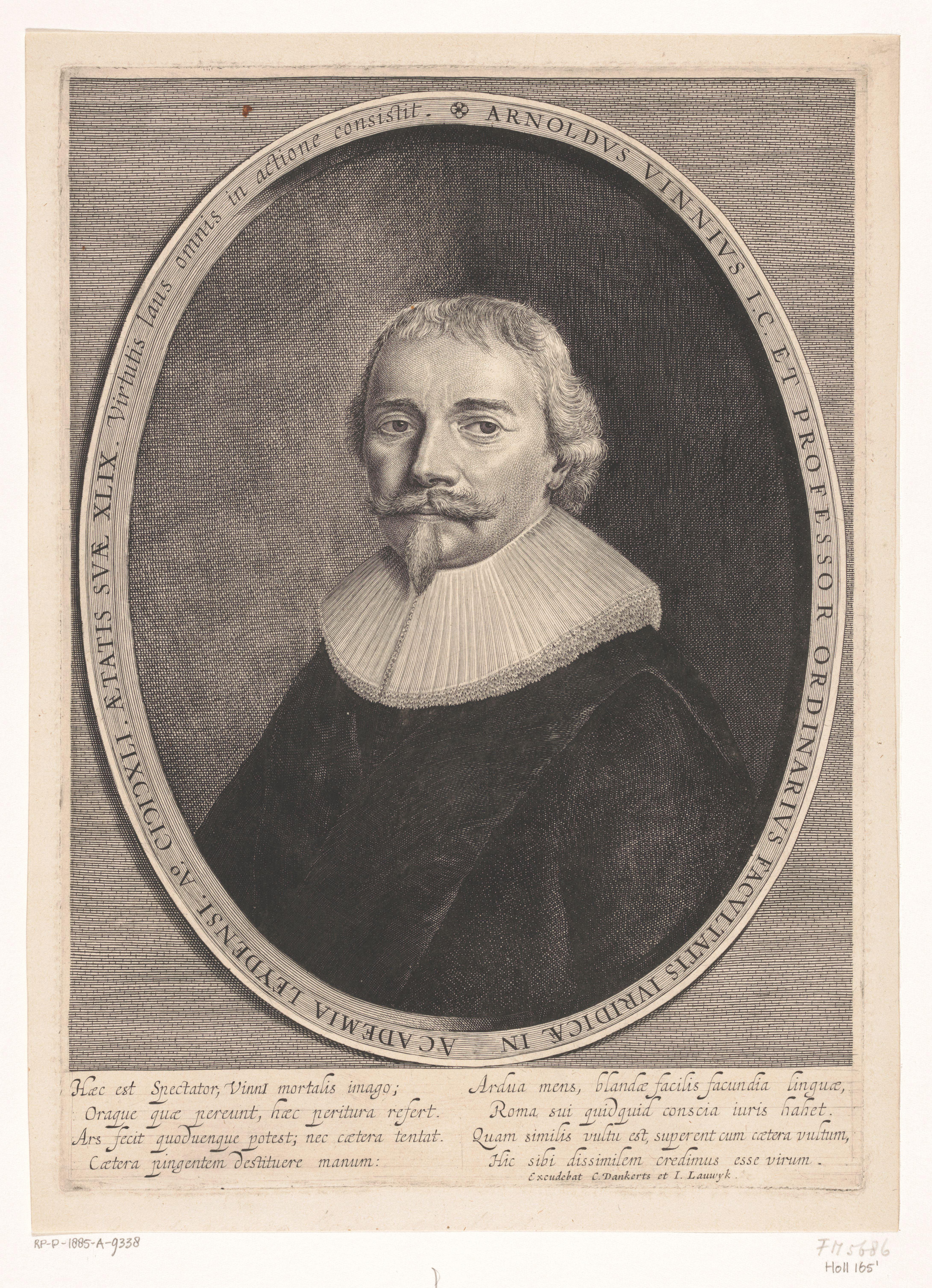 Portret van Arnoldus Vinnius op 49-jarige leeftijd