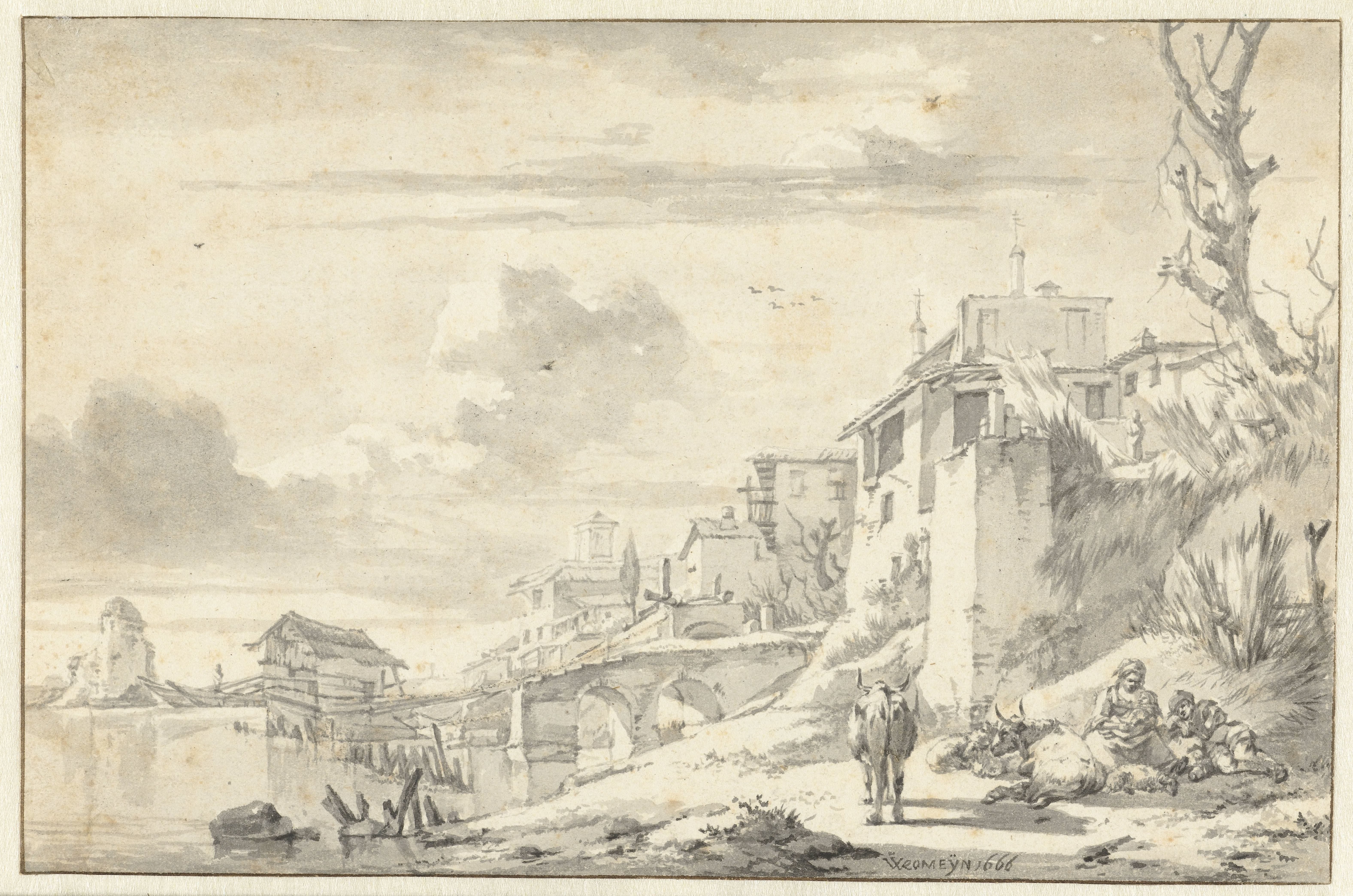 View on the Banks of the Tiber