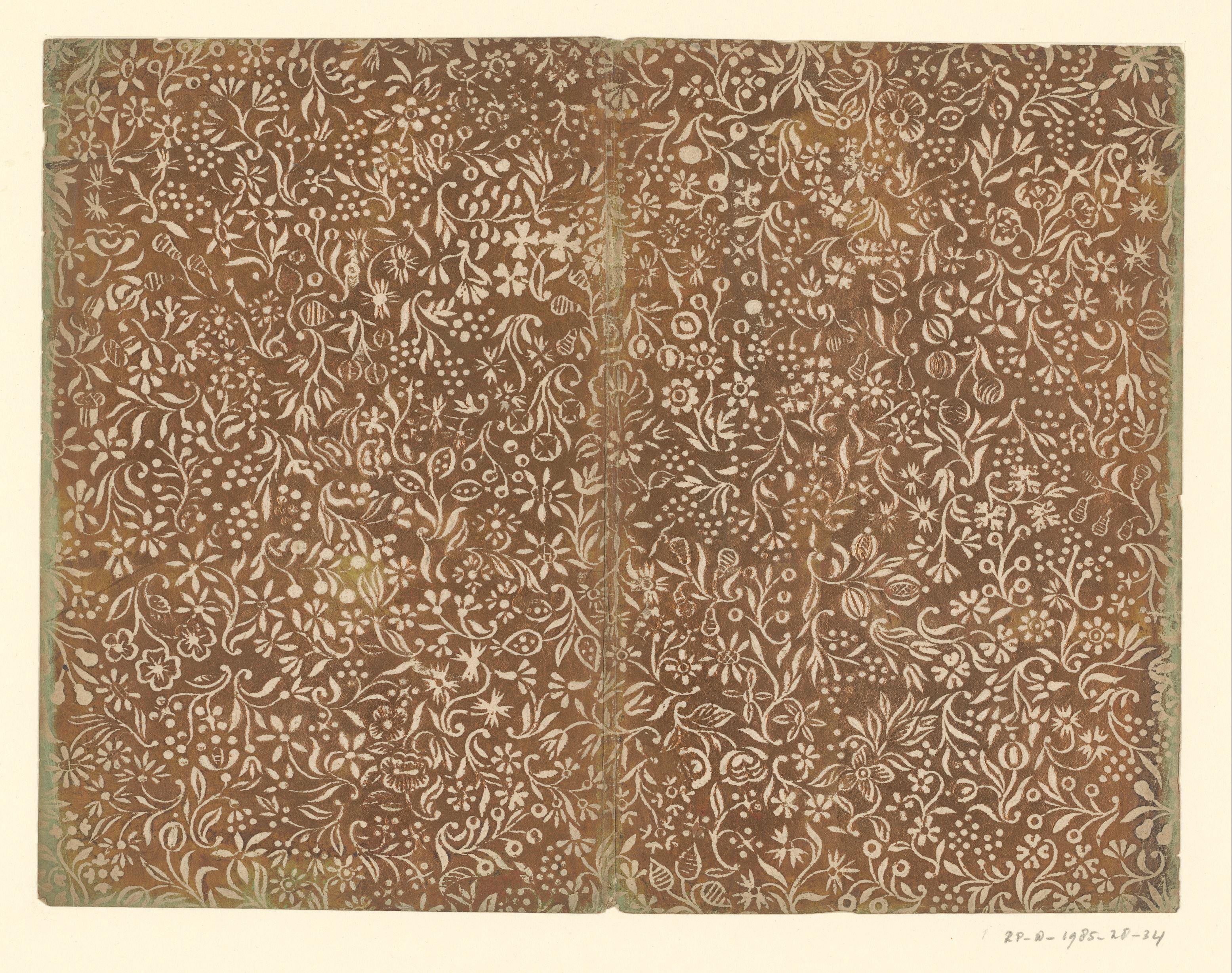 Blad met bloemen en vruchten