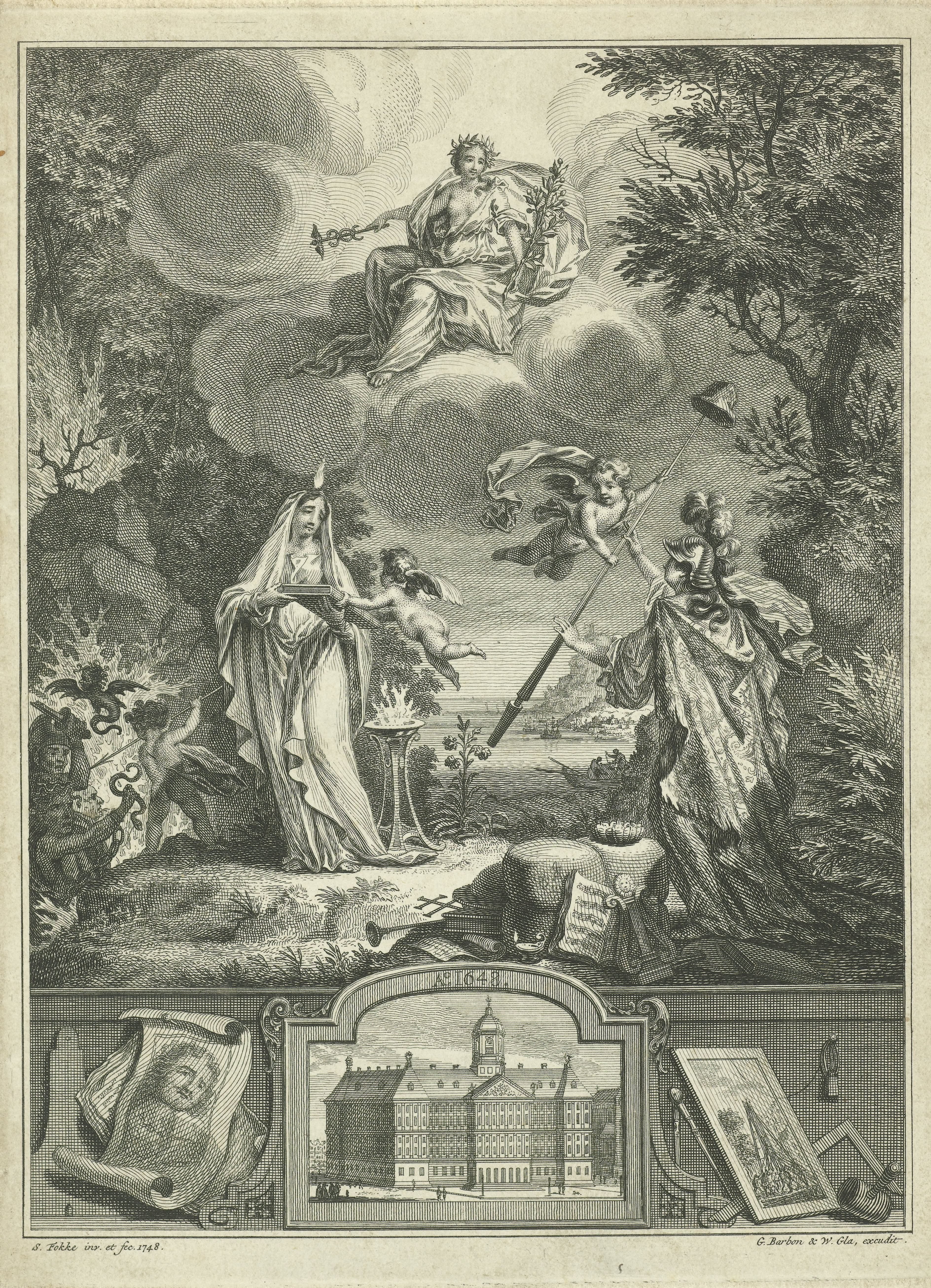 Allegorie op het 100-jarig jubileum van Nederlands Vrijheid, 1648-1748