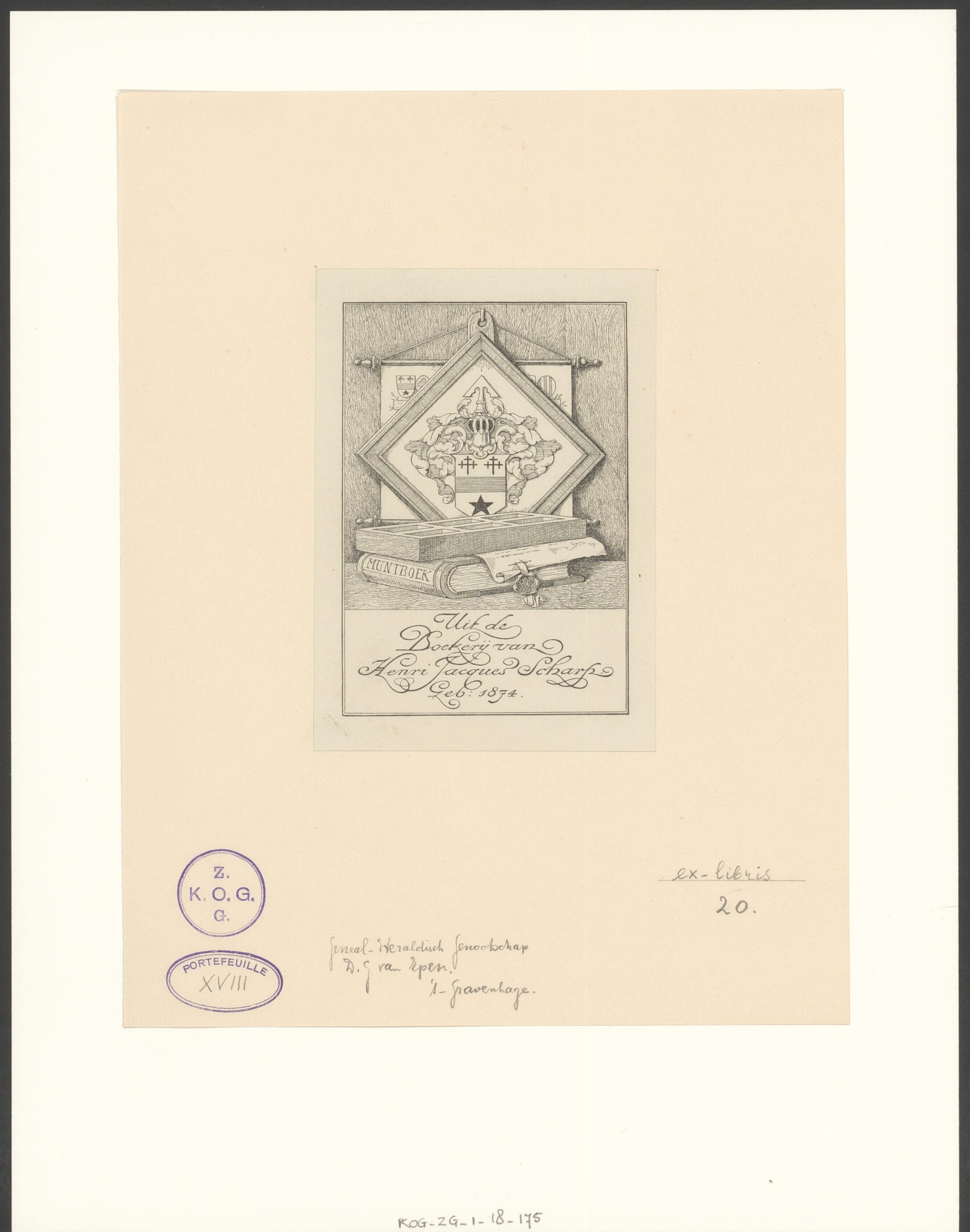 Ex libris van Henri Jacques Scharp