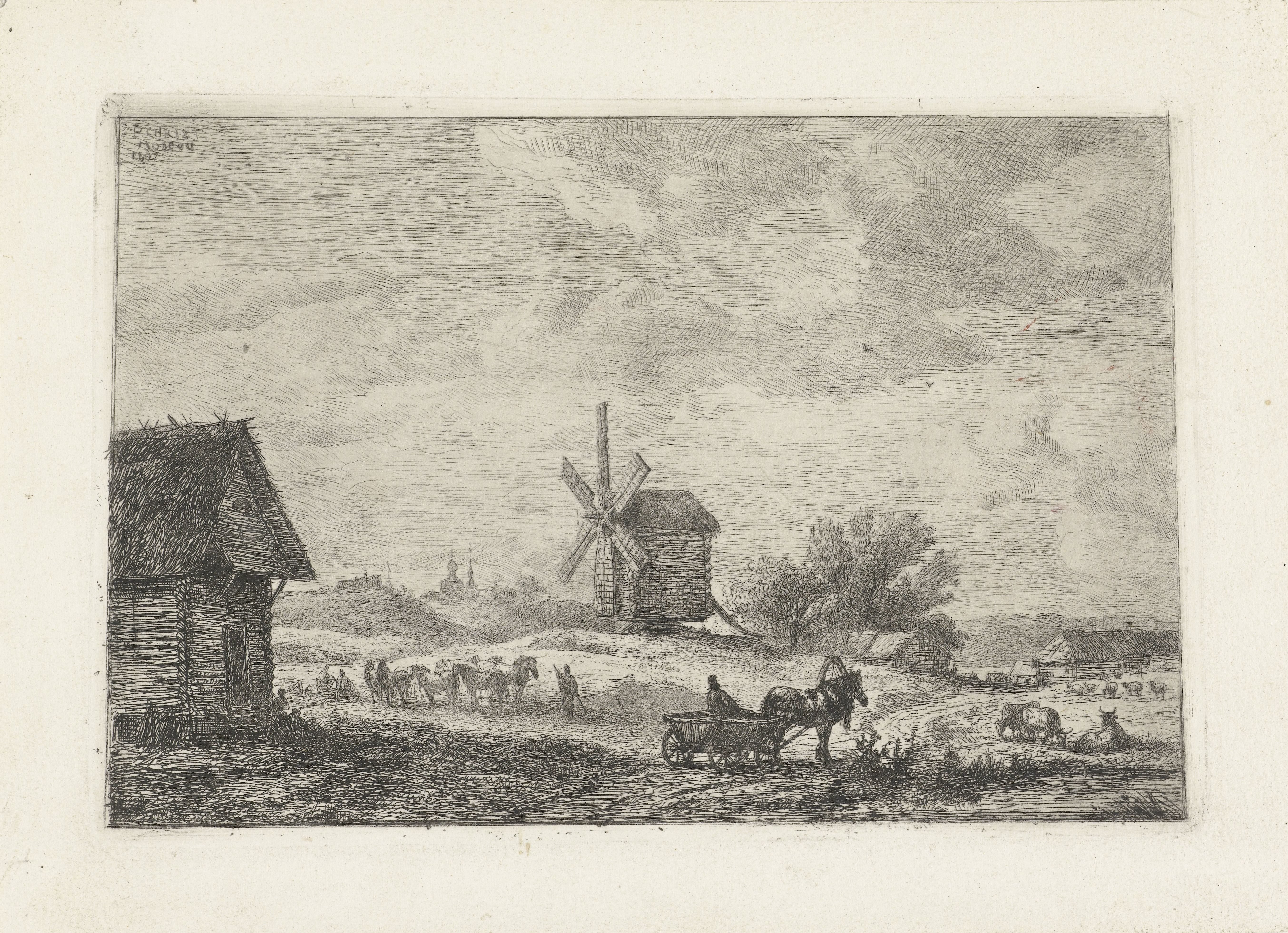 Russisch landschap met molen
