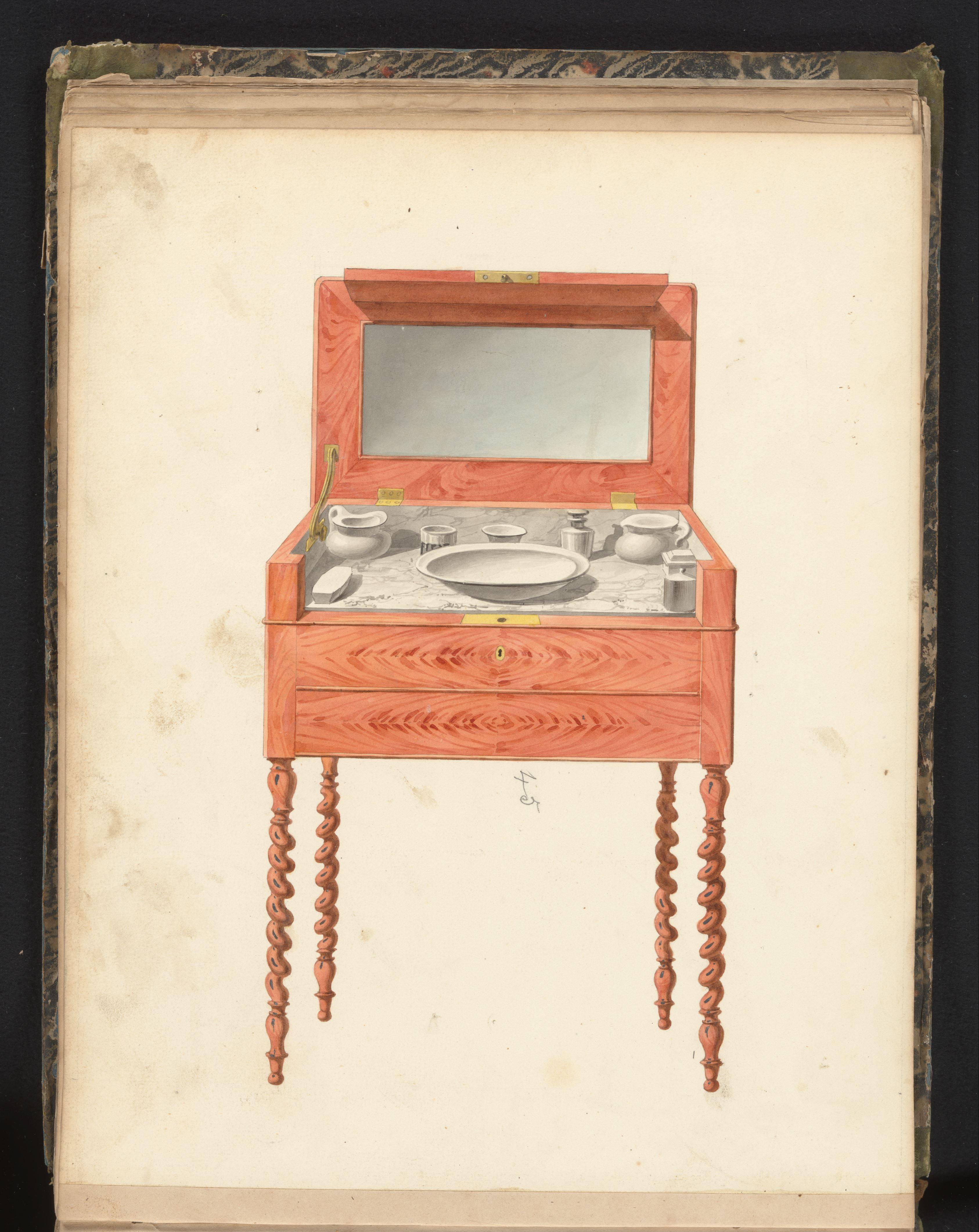 Ontwerp voor een toilettafel voor mannen
