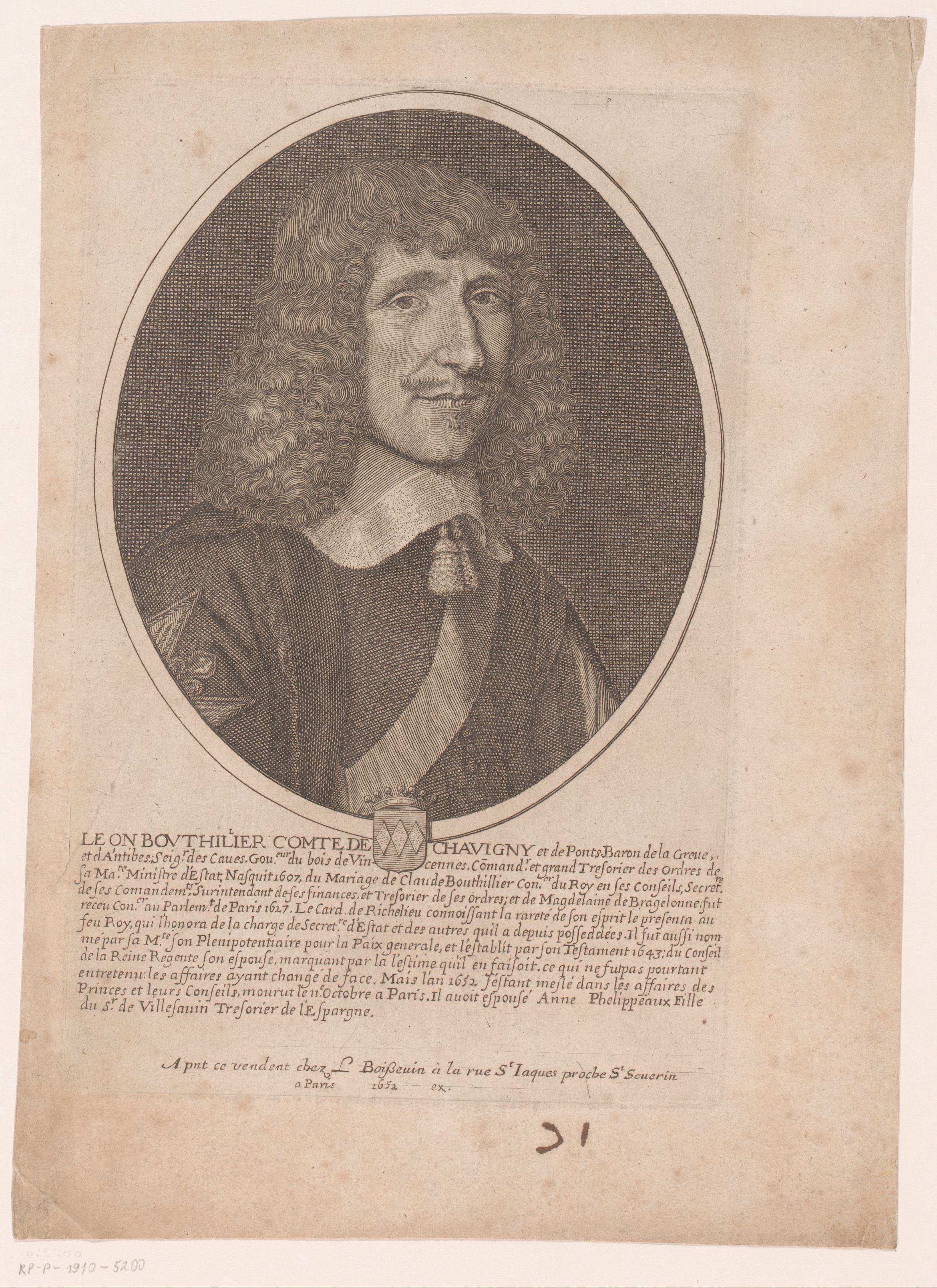 Portret van Léon Bouthillier, graaf van Chavigny