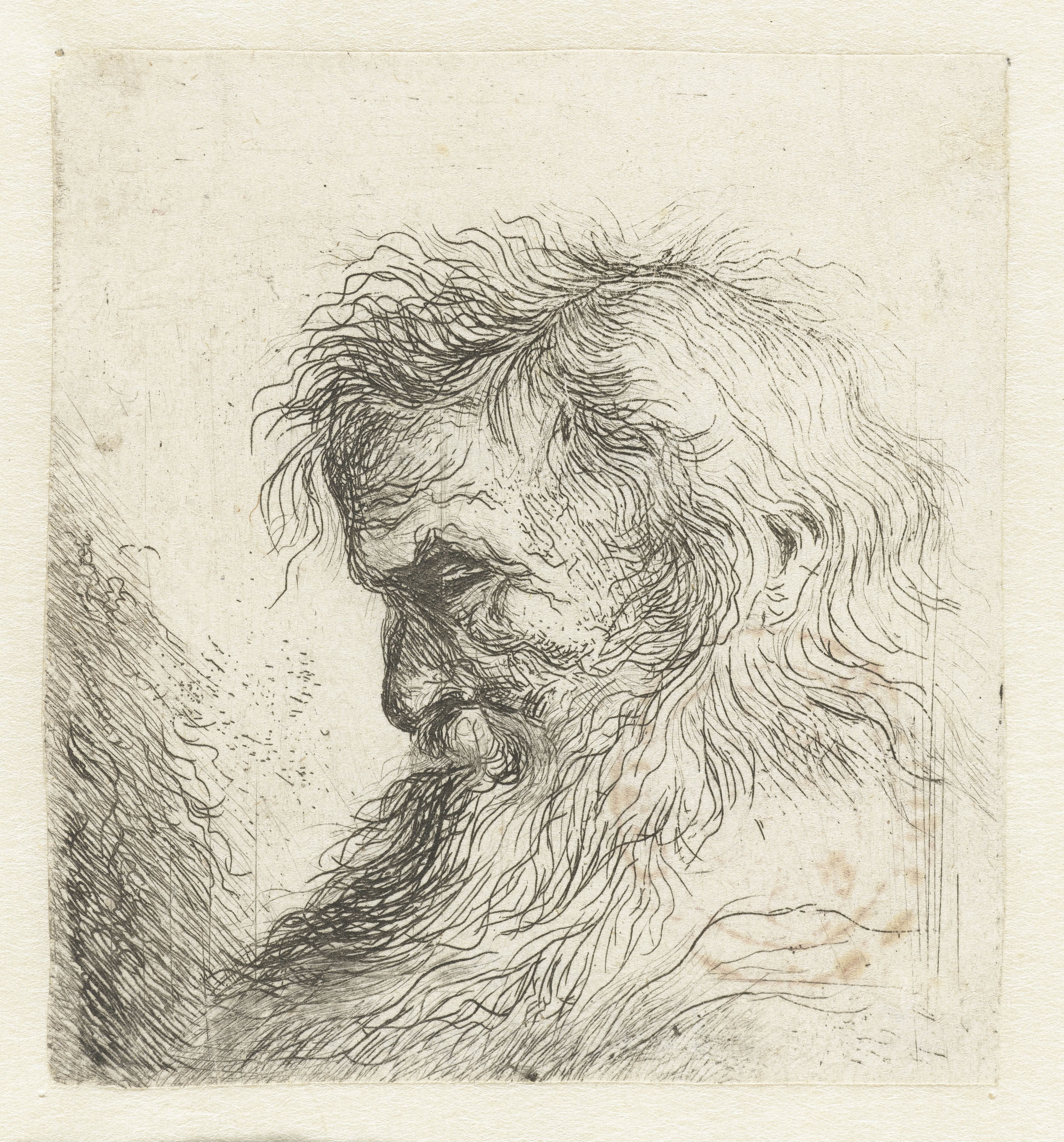 Hoofd van een oude man met baard