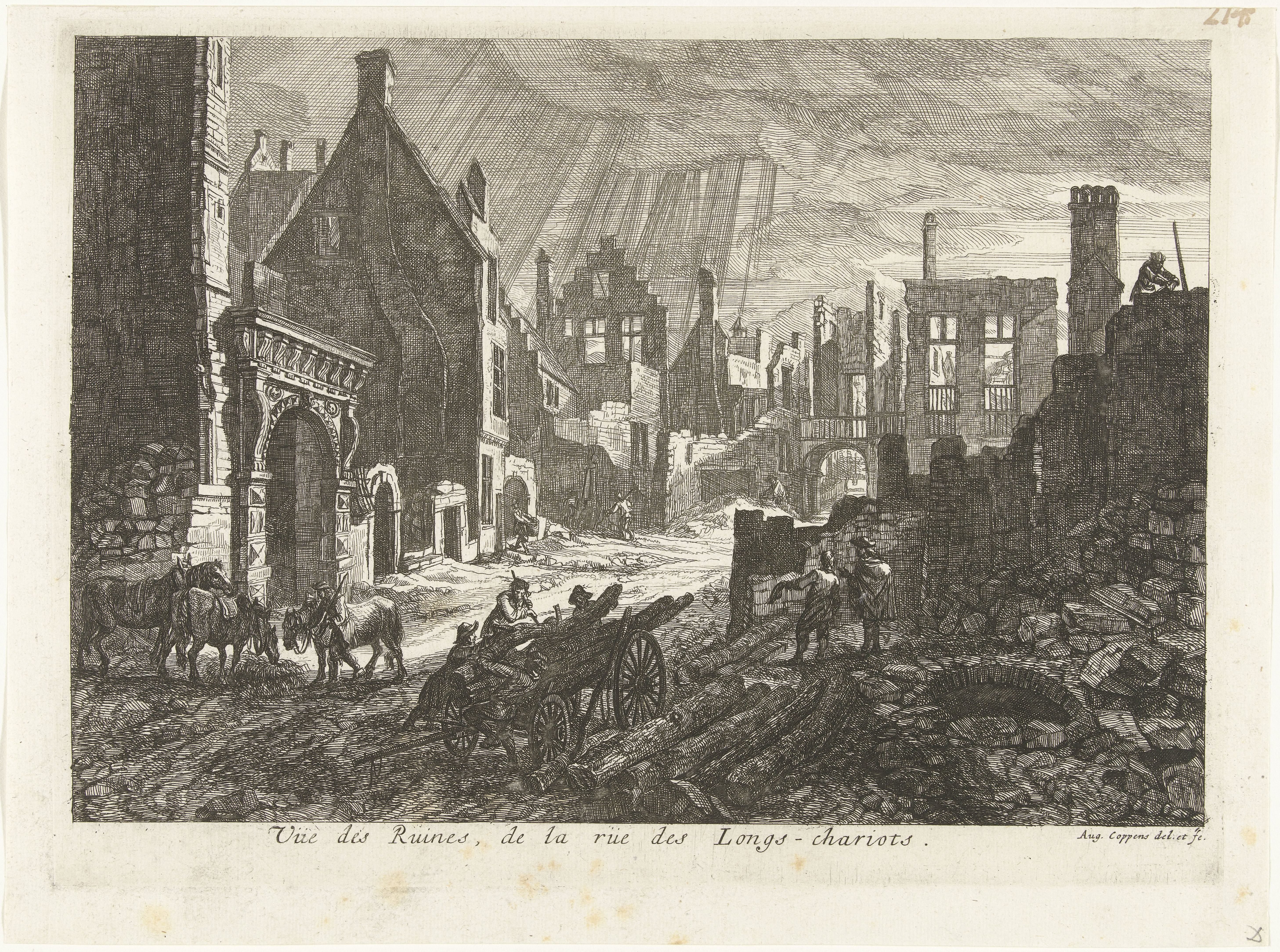 Ruïnes in de Wagenstraat te Brussel, 1695