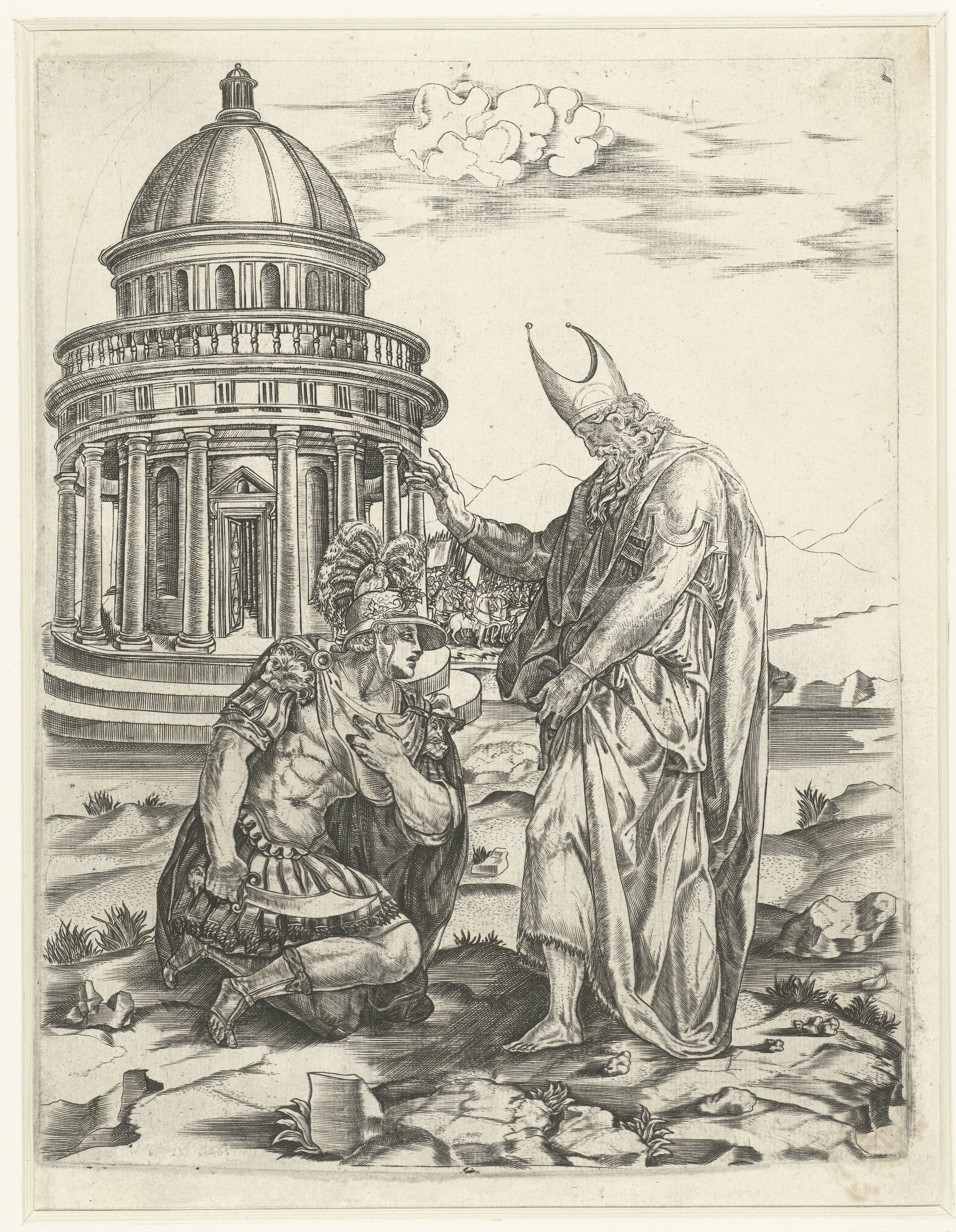 Alexander de Grote en hogepriester van Ammon voor Tempietto van Bramante in Rome