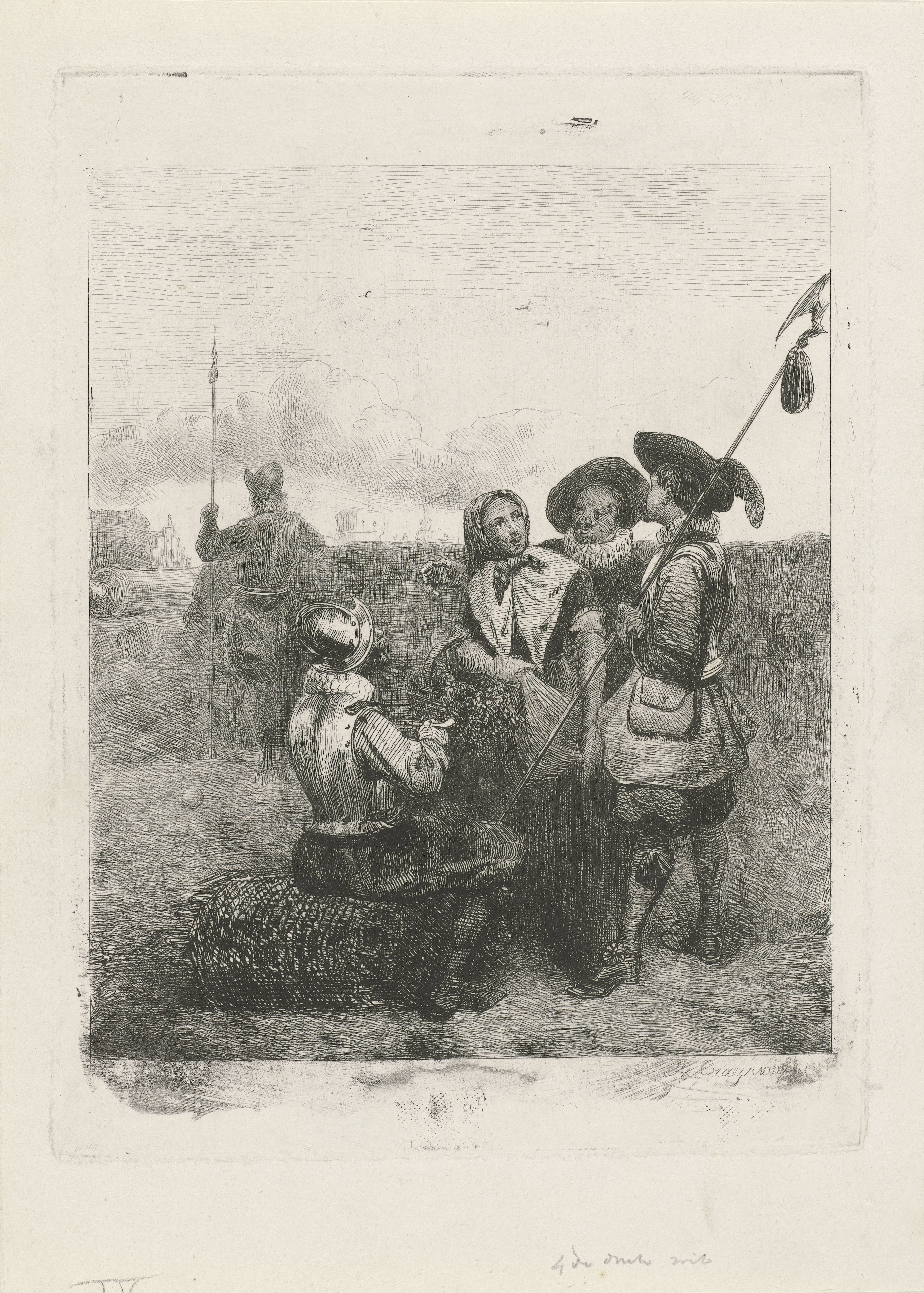 Soldaten met een jong meisje