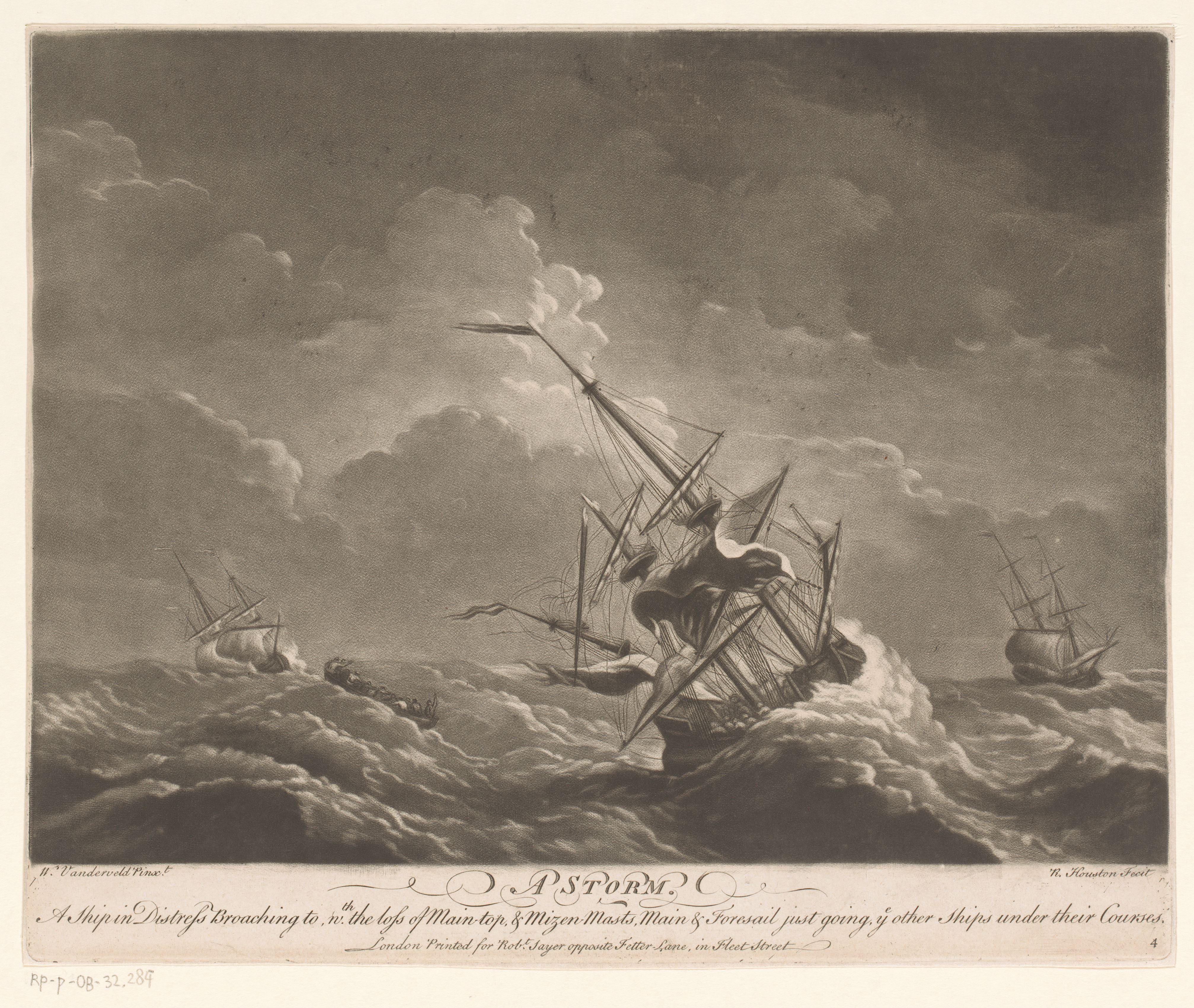 Drie marineschepen gaan ten onder in een storm