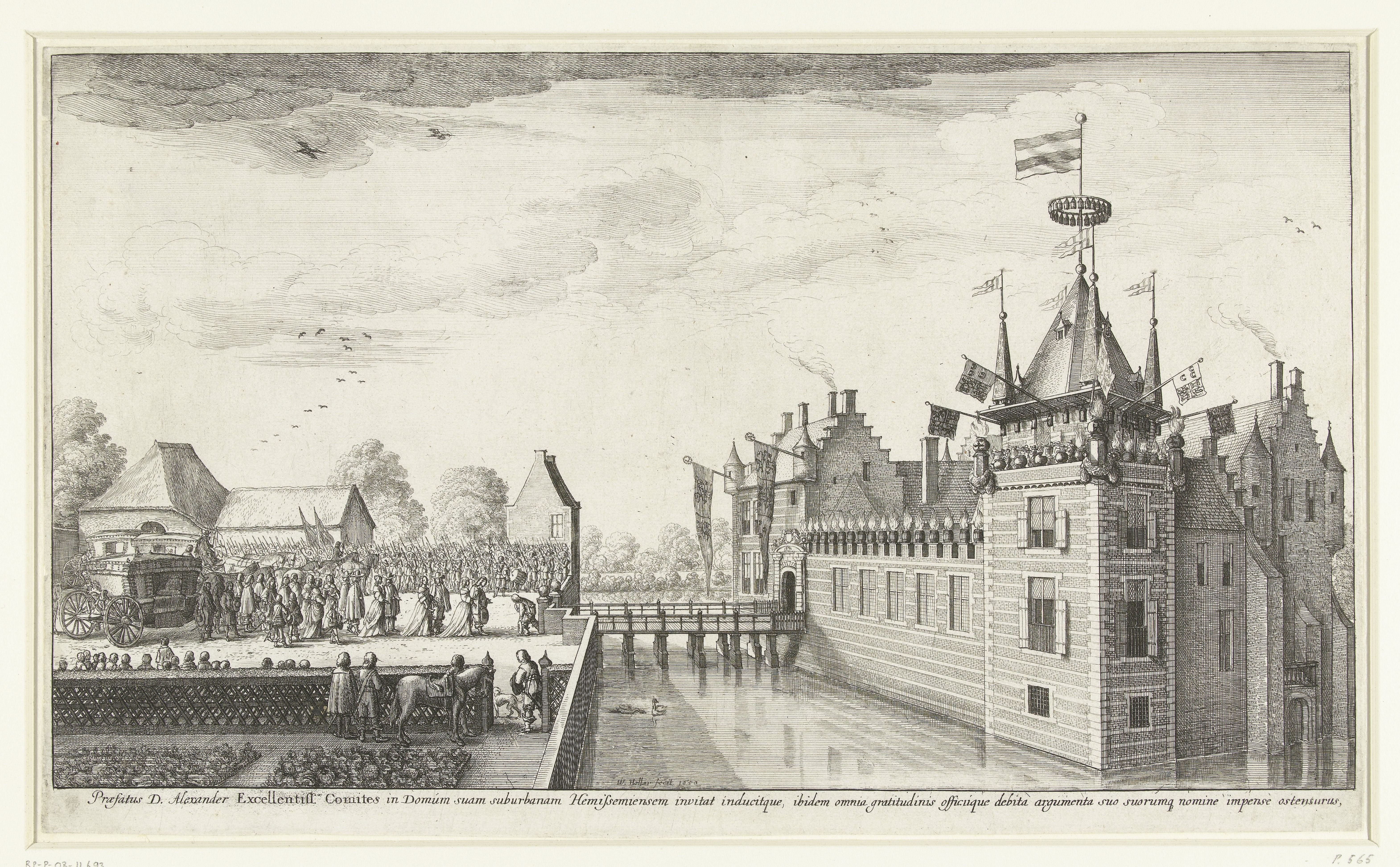 De graaf en gravin von Thurn und Taxis brengen een bezoek aan het kasteel van Alexander Roelants te Hemiksem, 1650