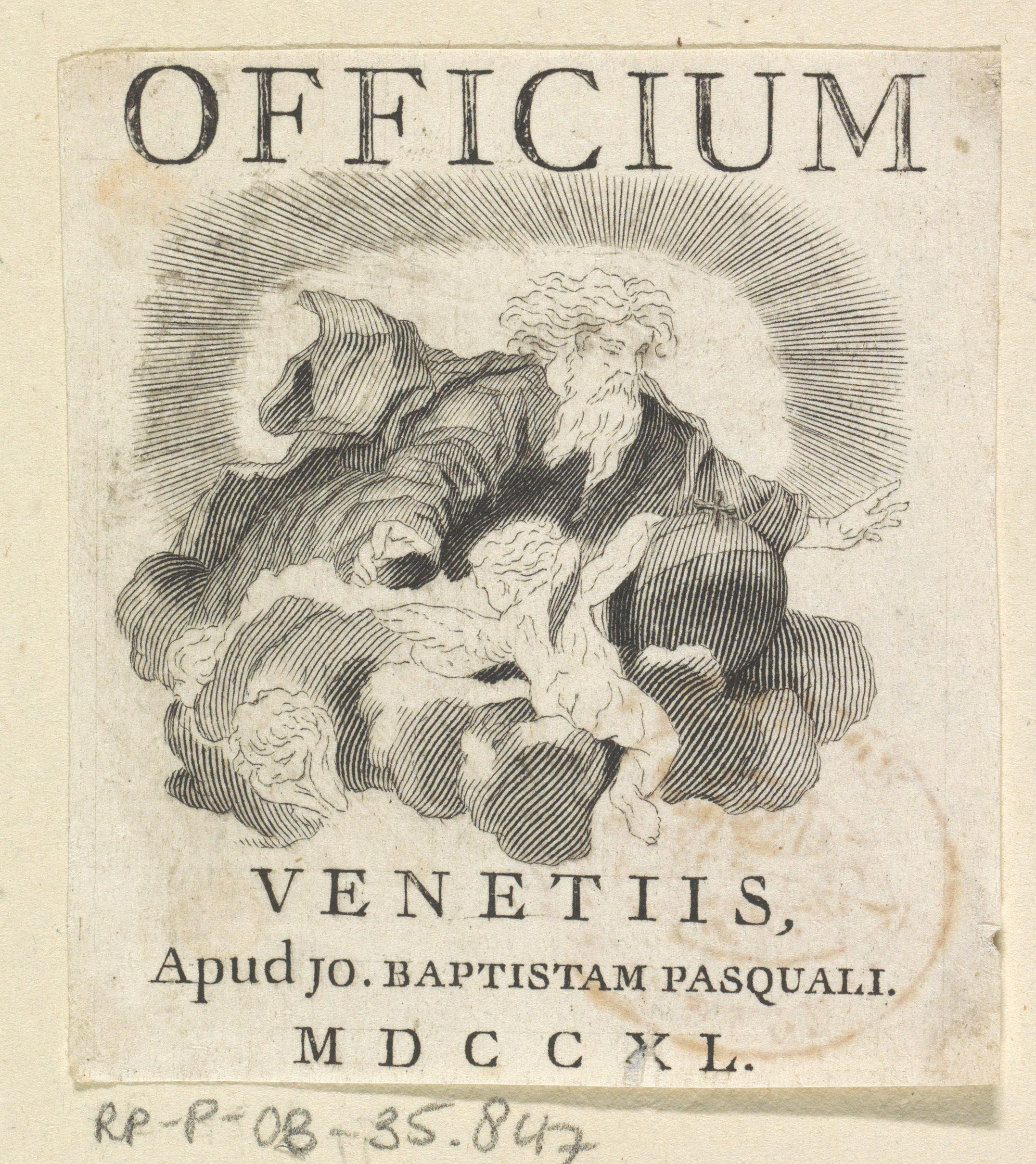 Titelprent met God de Vader op een wolk met putti