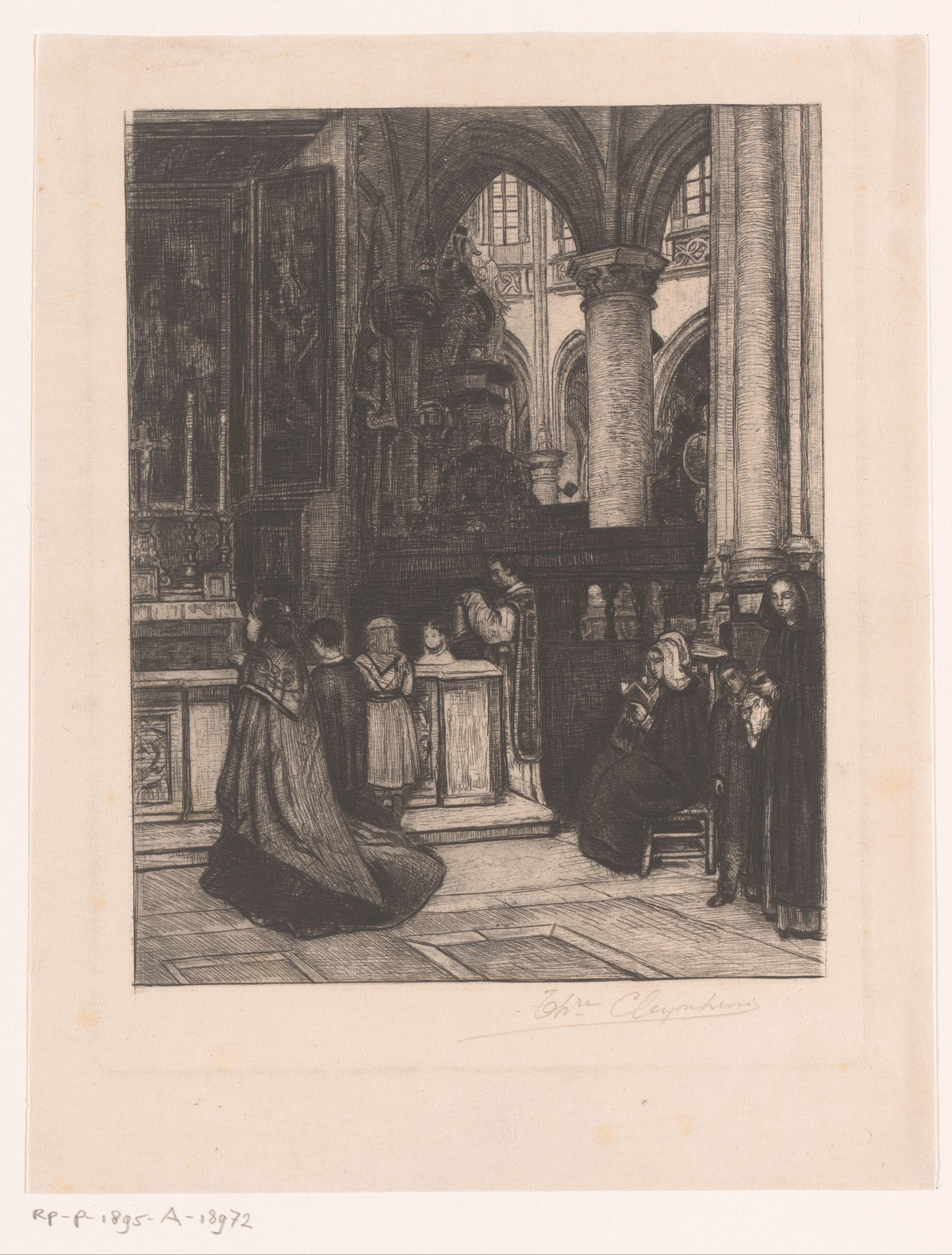 Zijkapel van de Sint-Jacobskerk met figuren bij het altaar