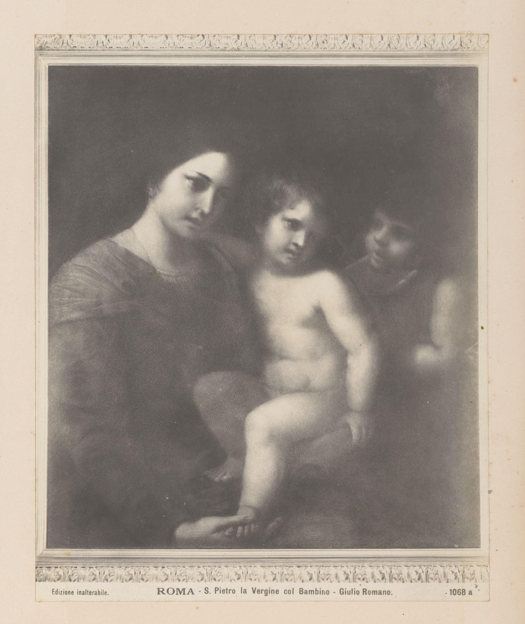 Fotoreproductie van schilderij Madonna met kind door Giulio Romano, Vaticaan