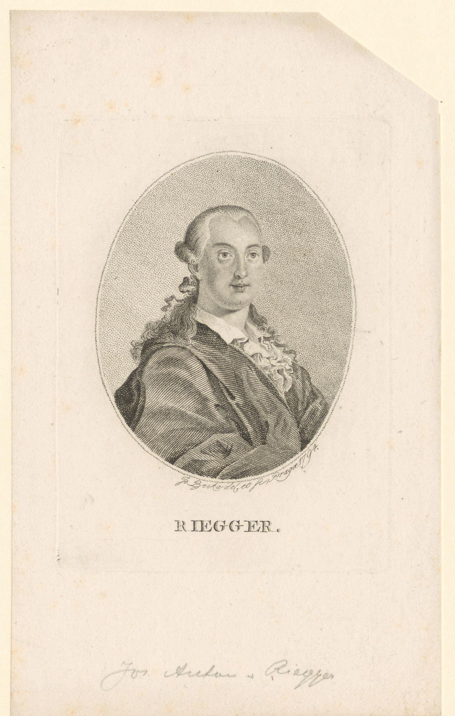Portret van Joseph Anton Stephan Riegger