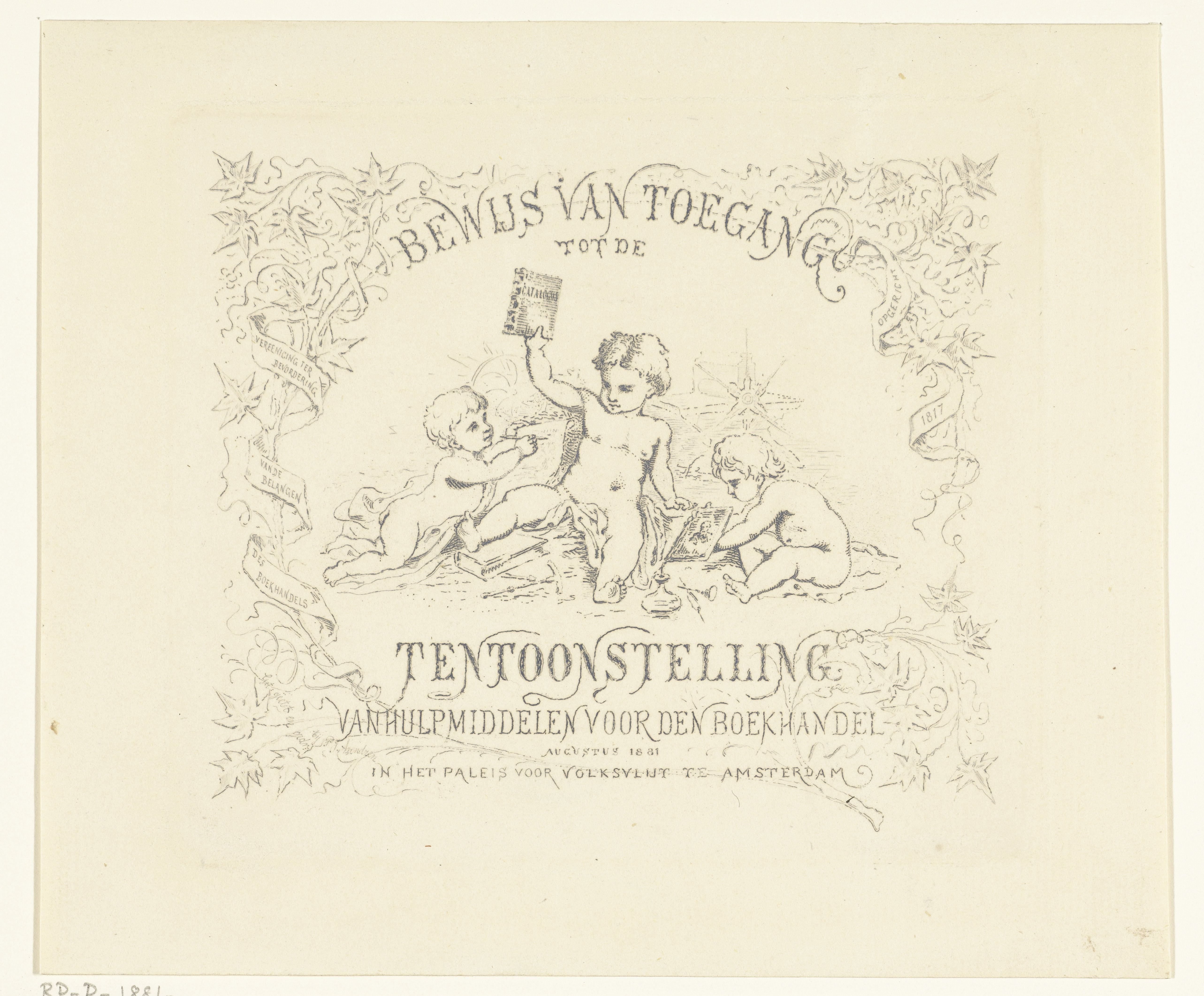 Toegangsbewijs voor de tentoonstelling van hulpmiddelen voor den boekhandel