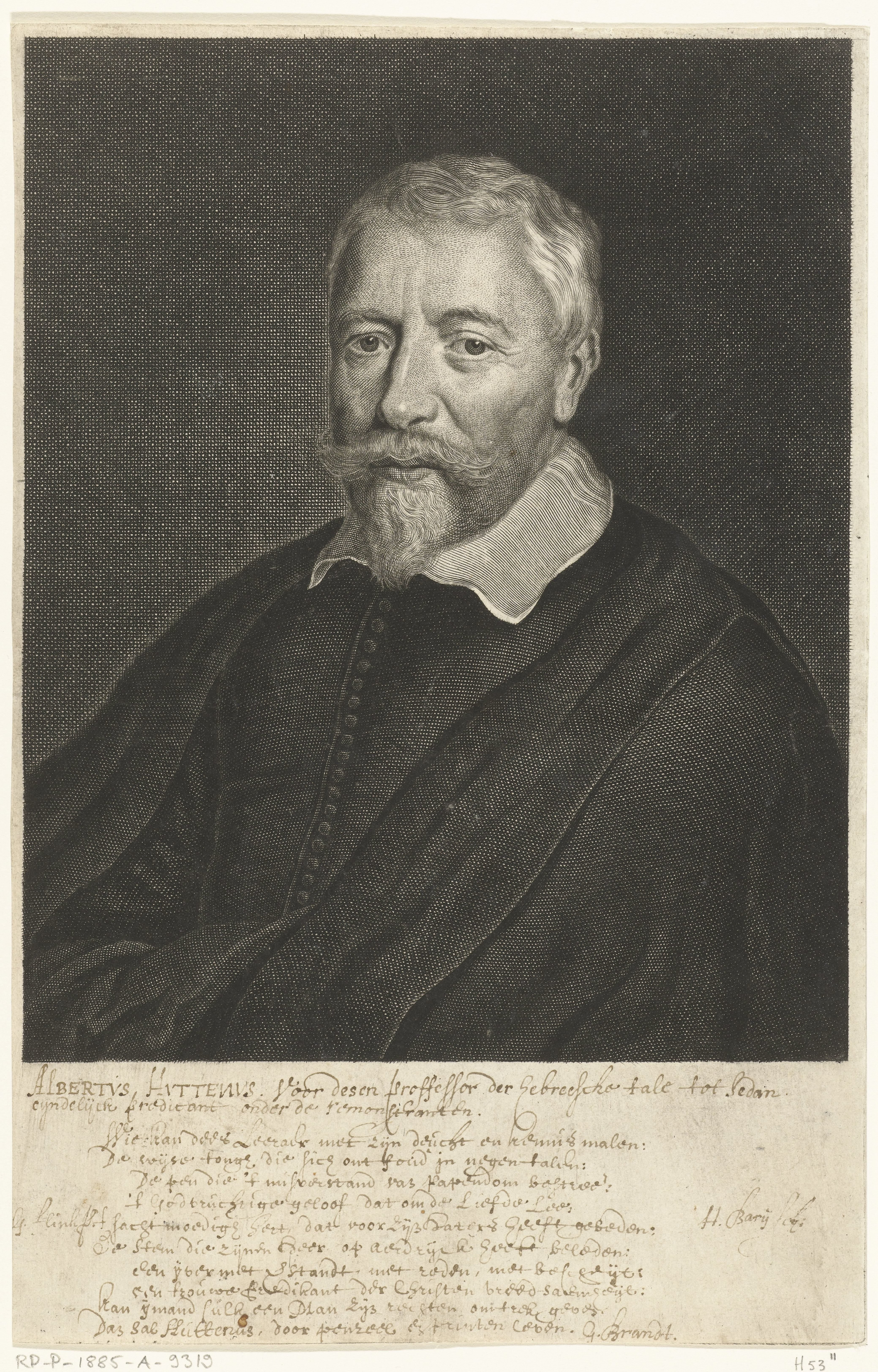 Portret van Albertus Huttenus