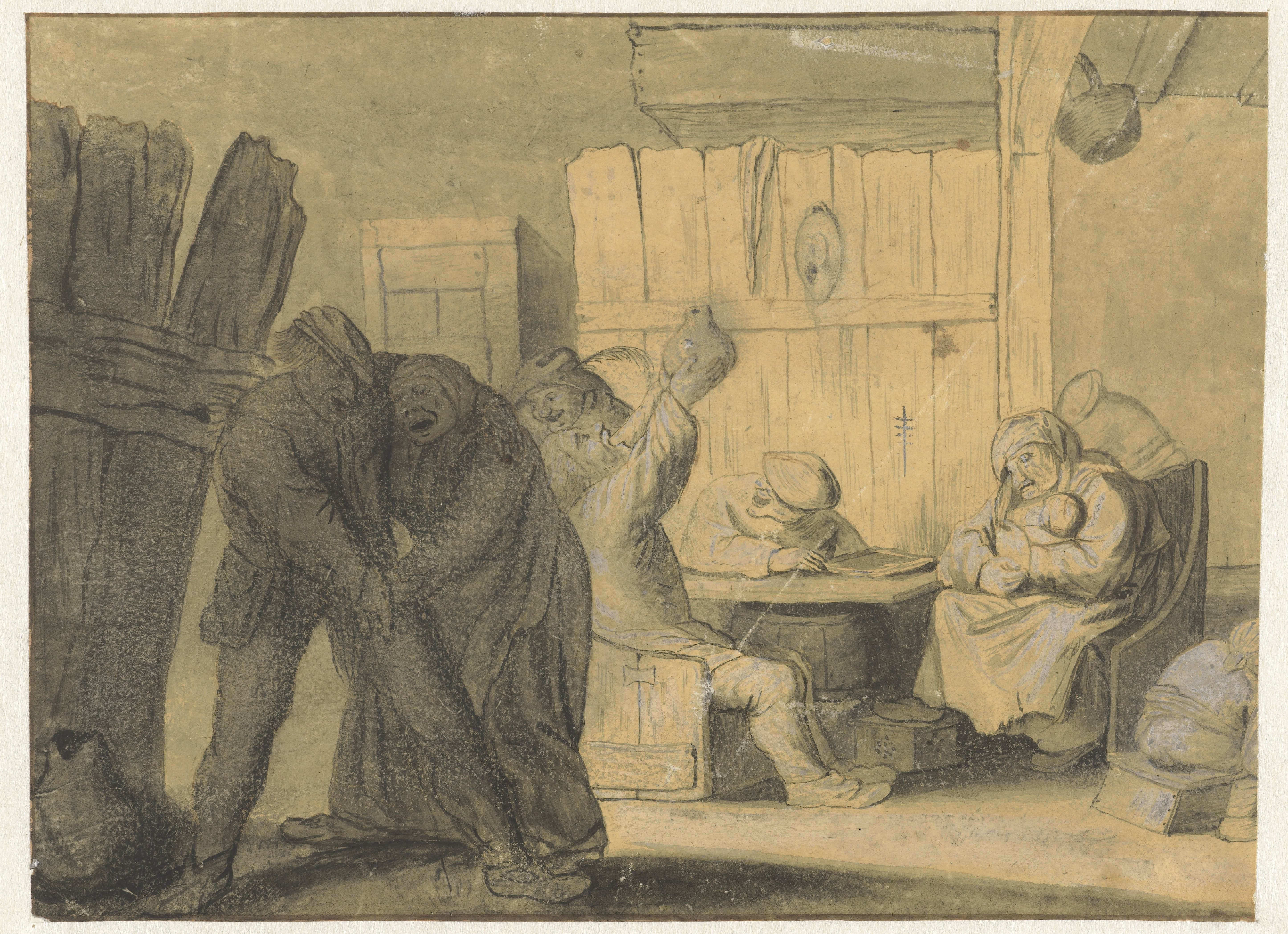Scène in een boereninterieur
