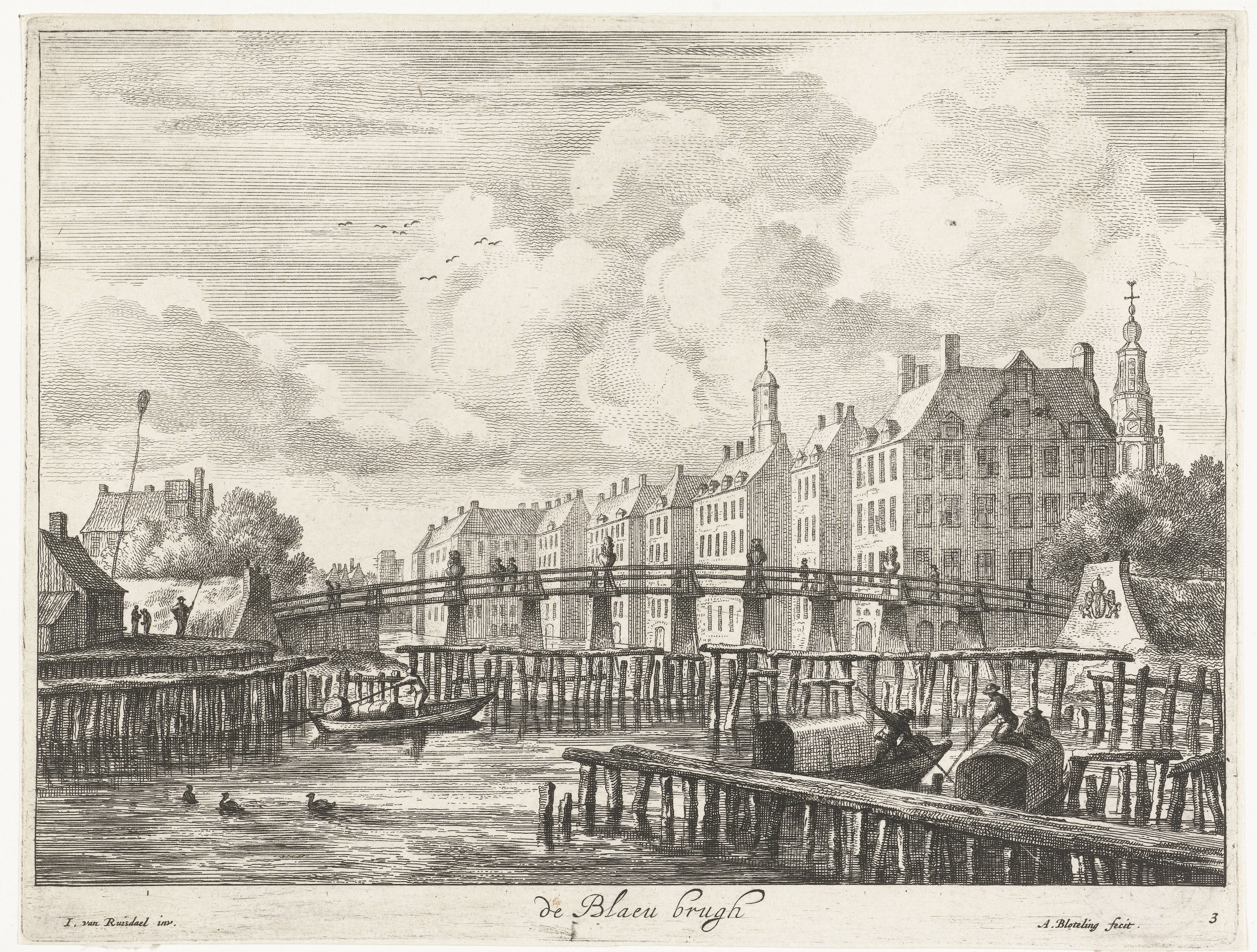 Gezicht op de Blauwbrug over de Amstel