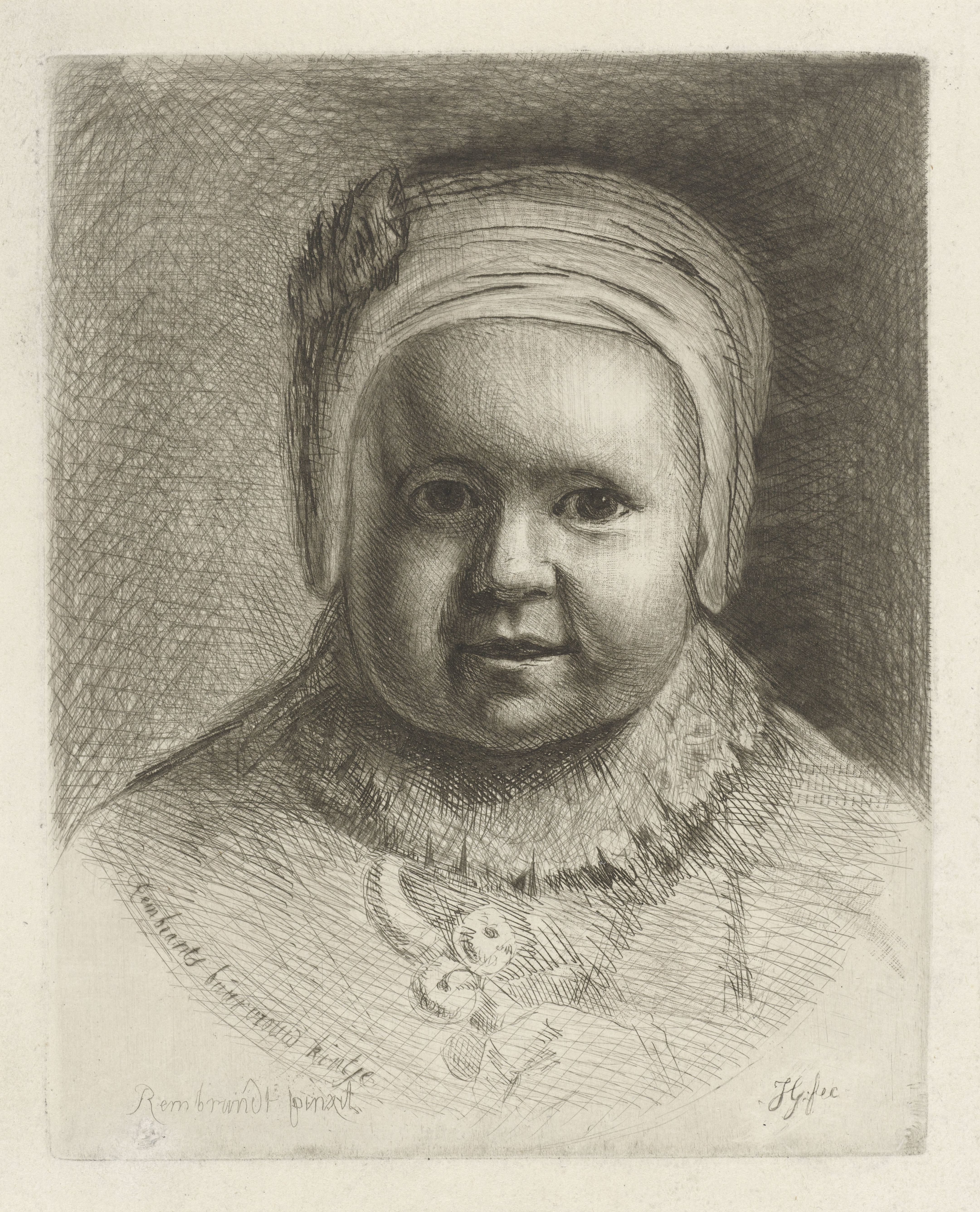 Portret van het kind van de buurvrouw van Rembrandt