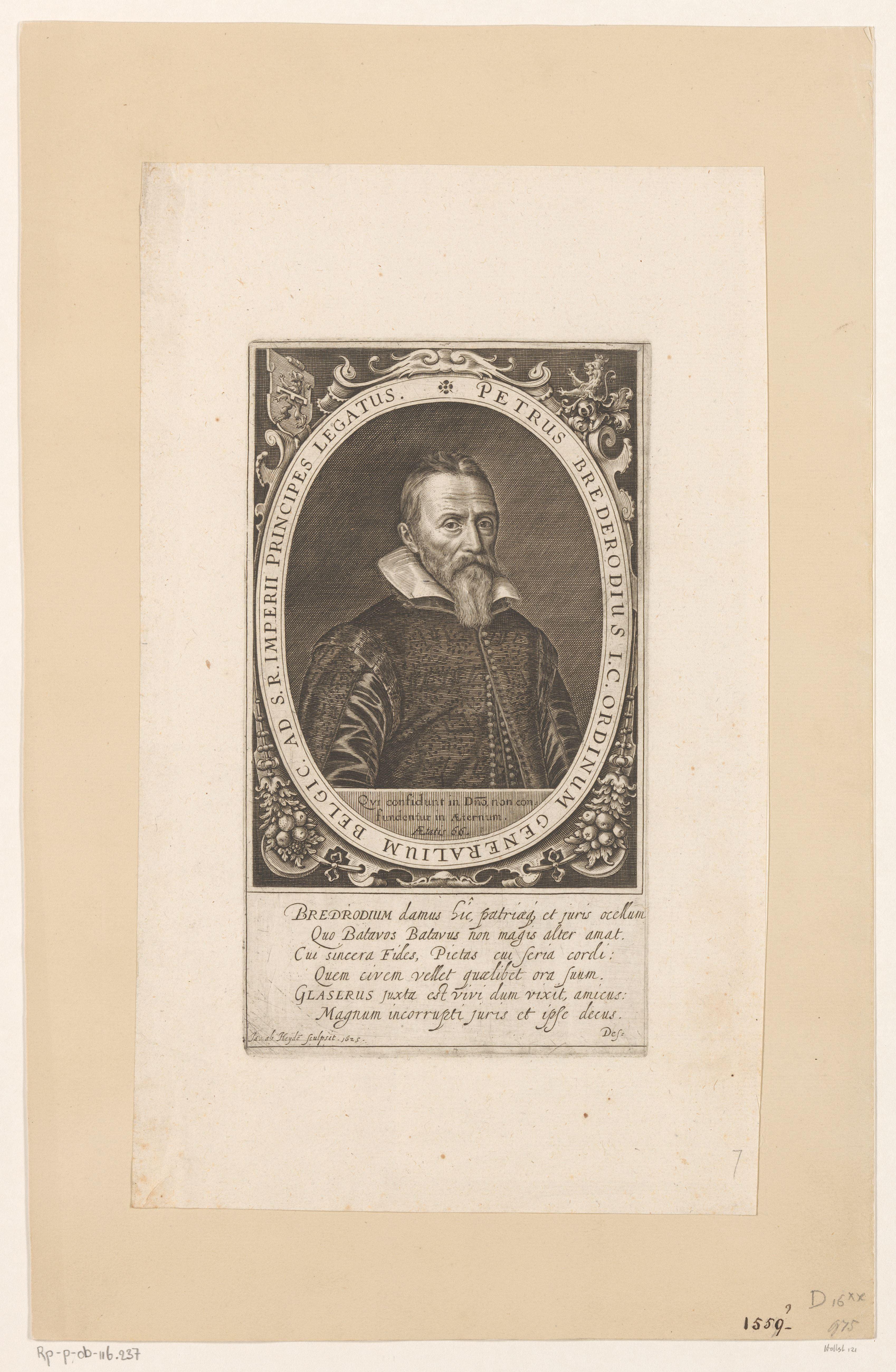 Portret van Pieter Cornelis van Brederode op 66-jarige leeftijd