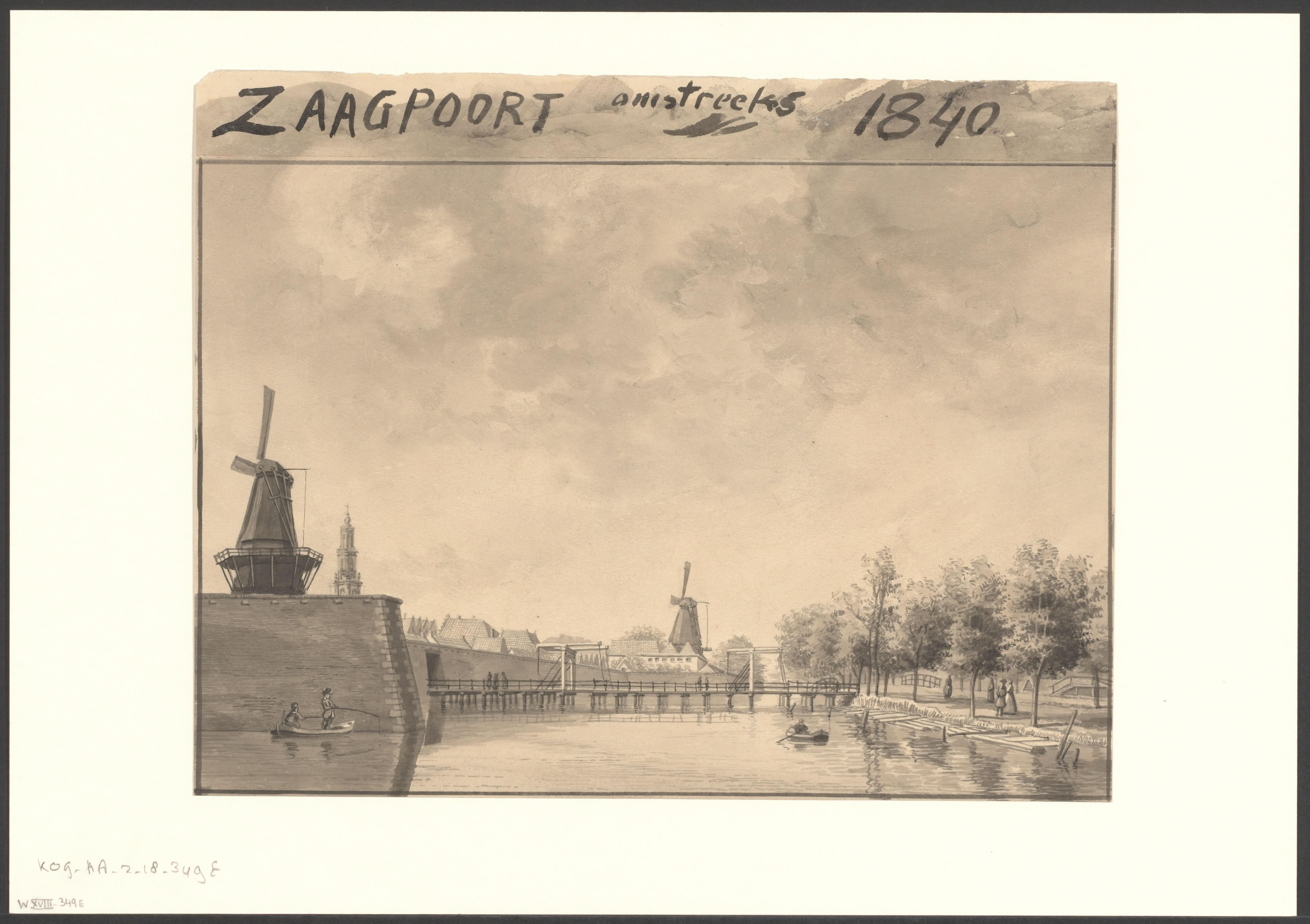 Gezicht op de Zaagmolenpoort en De Kat bij de Singelgracht