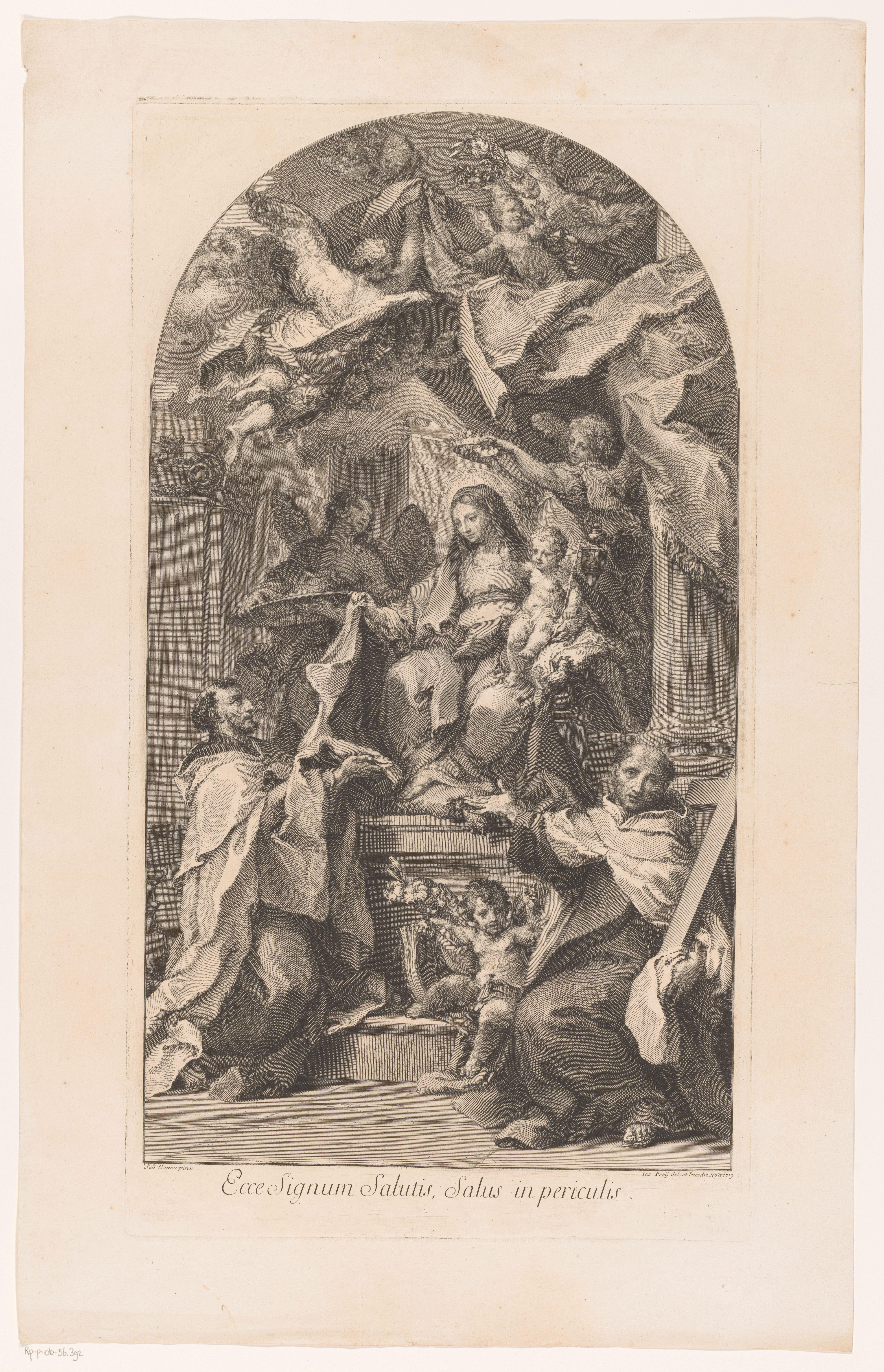 Tronende Maria en Kind met H. Simon Stock en H. Johannes van het Kruis