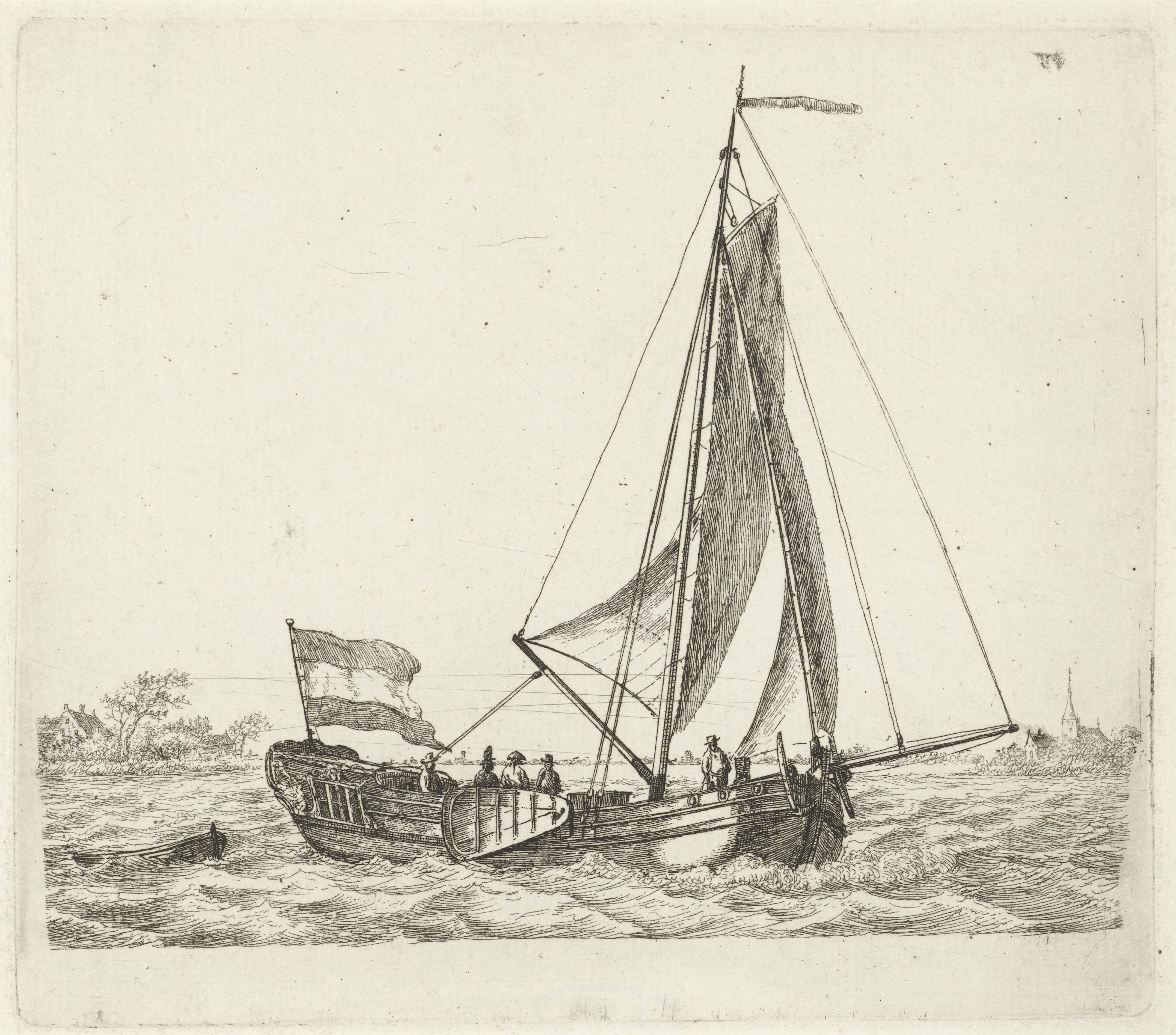 Jachtschip met vlag